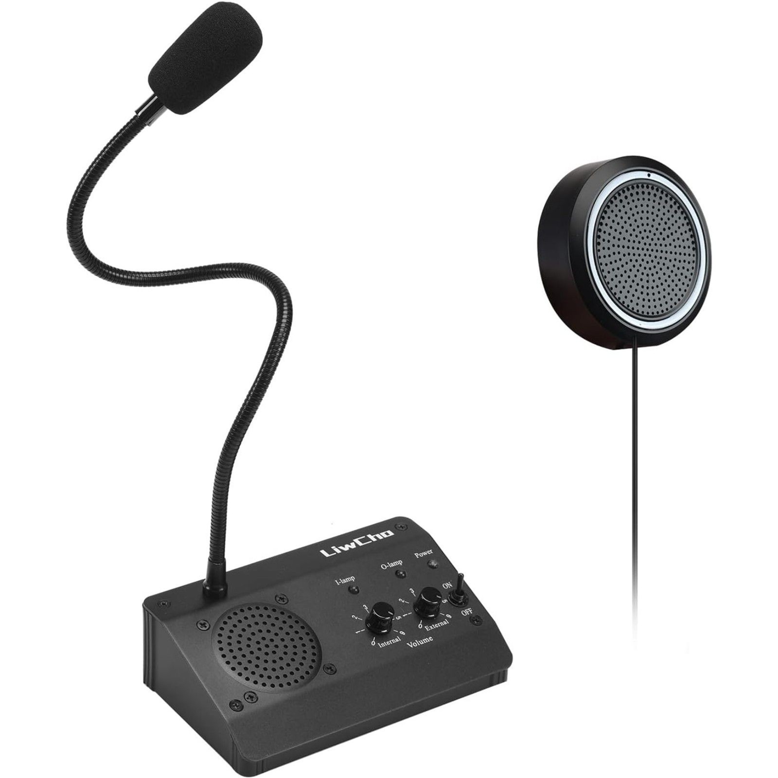 Dual-Way Window Intercom Speaker System Counter Mic Black LC-1908