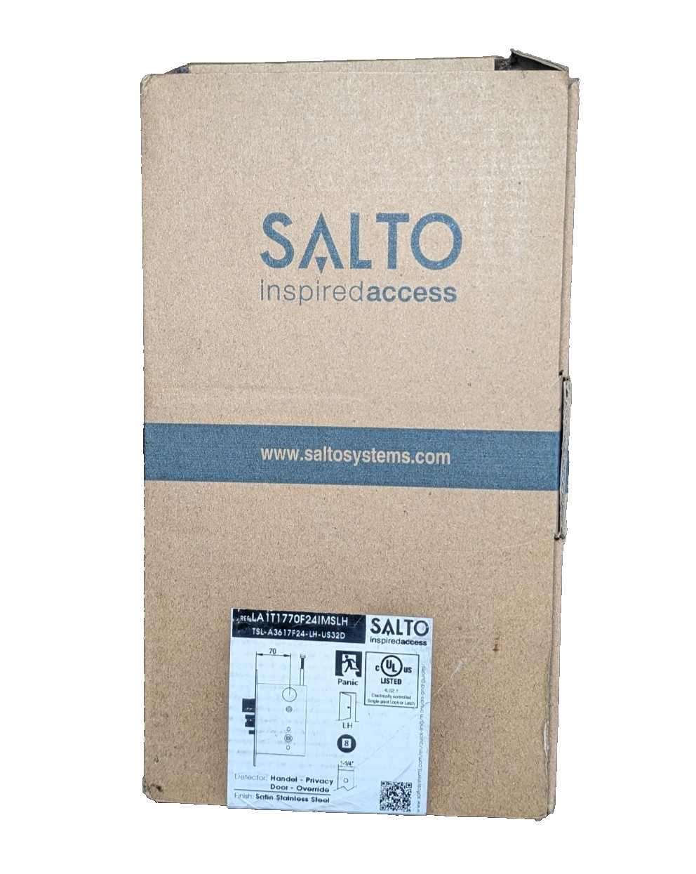 Salto XS4 LA1T Mortise Lock Case w/ Door Detector Satin SS (LA1T1770F24PMSLH) LH