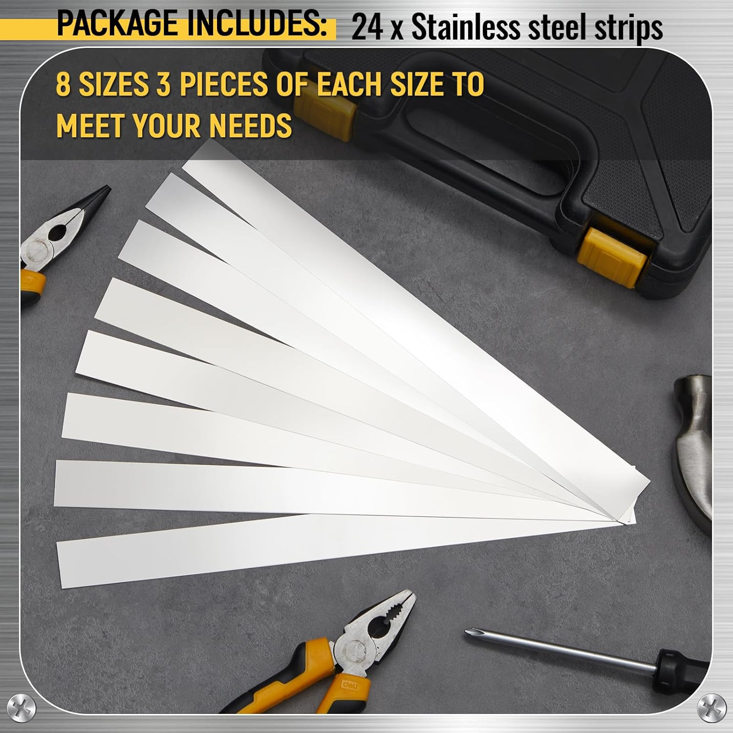 24 Pcs 304 Stainless Steel Strips Shim Stock Metal Shims 1″ Width X 6″ Length As