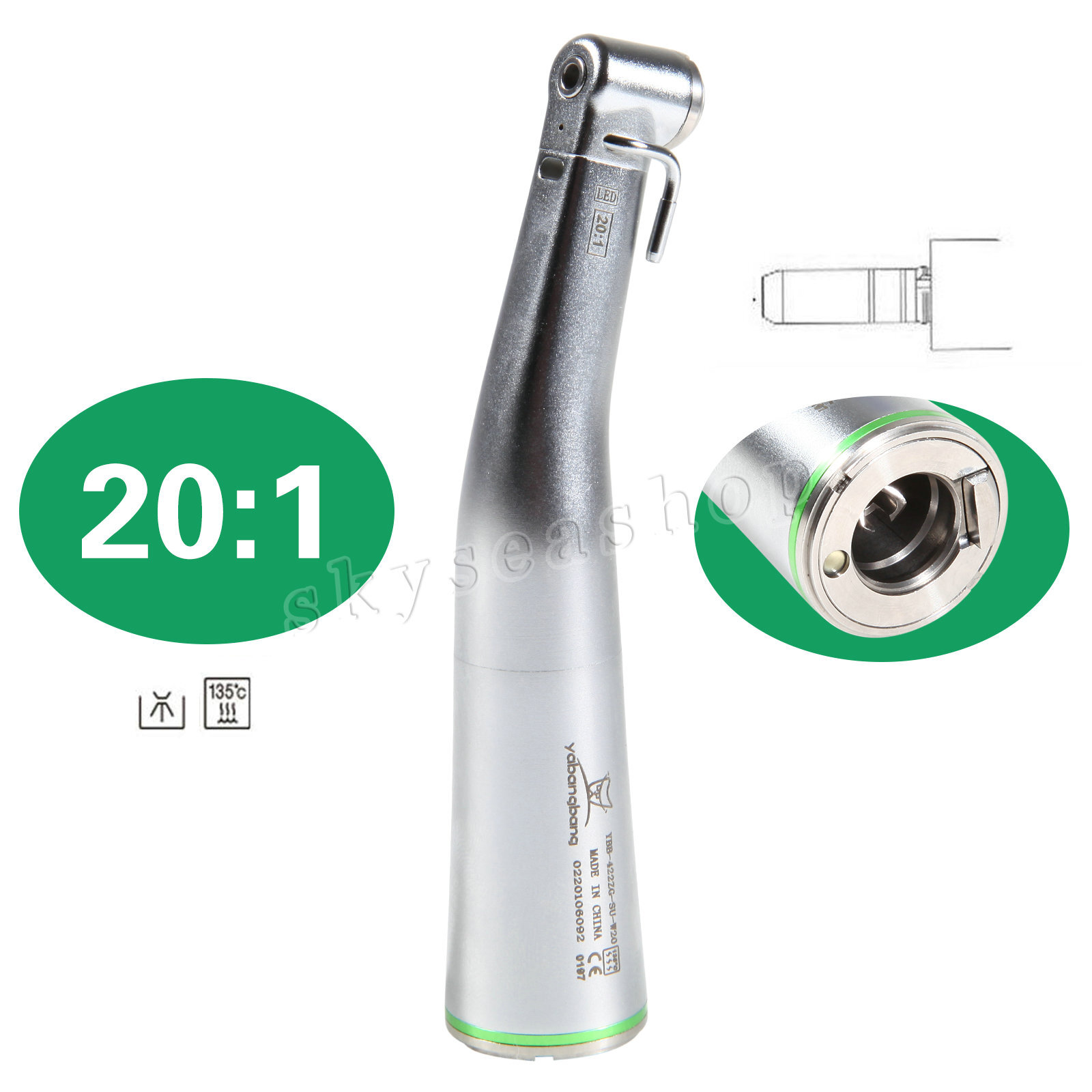Dental 20:1 LED Fiber Optic Implant Contra Angle Handpiece SG20L Fit NSK Ti-Max