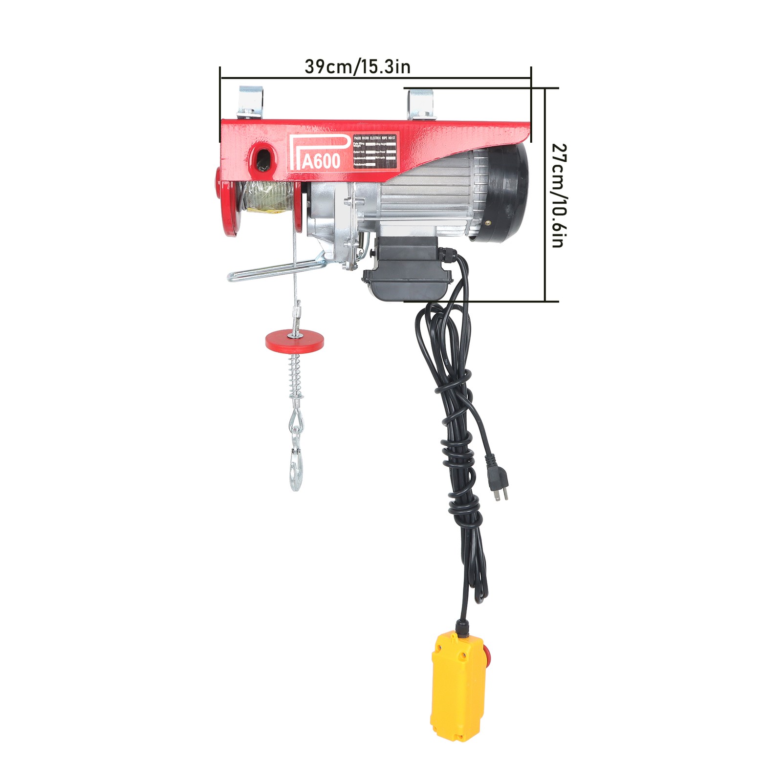 1320lbs Electric Lifting Winch 110V w/14ft Wired Remote Garage Crane Hoist