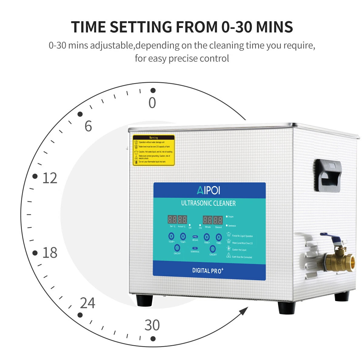 AIPOI 10L Ultrasonic Cleaner with Timer Heating Machine Digital Sonic Cleaner