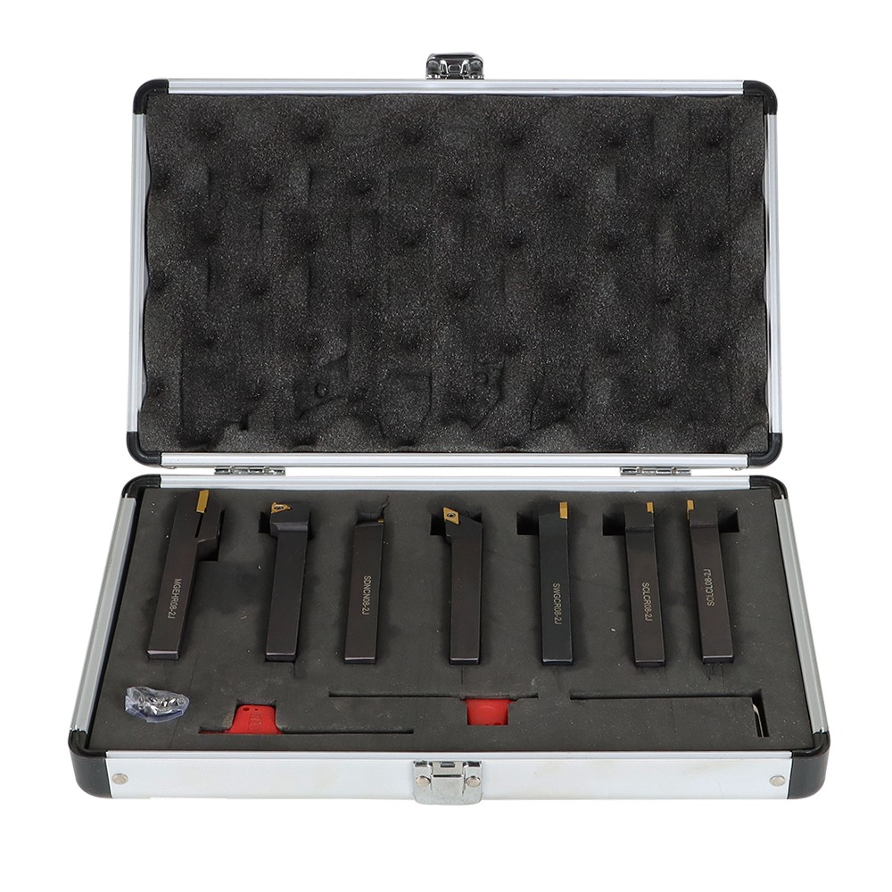 7PCS 7 Pieces/Set 1/2» Indexable Carbide Turning Tool Set in Fitted Box