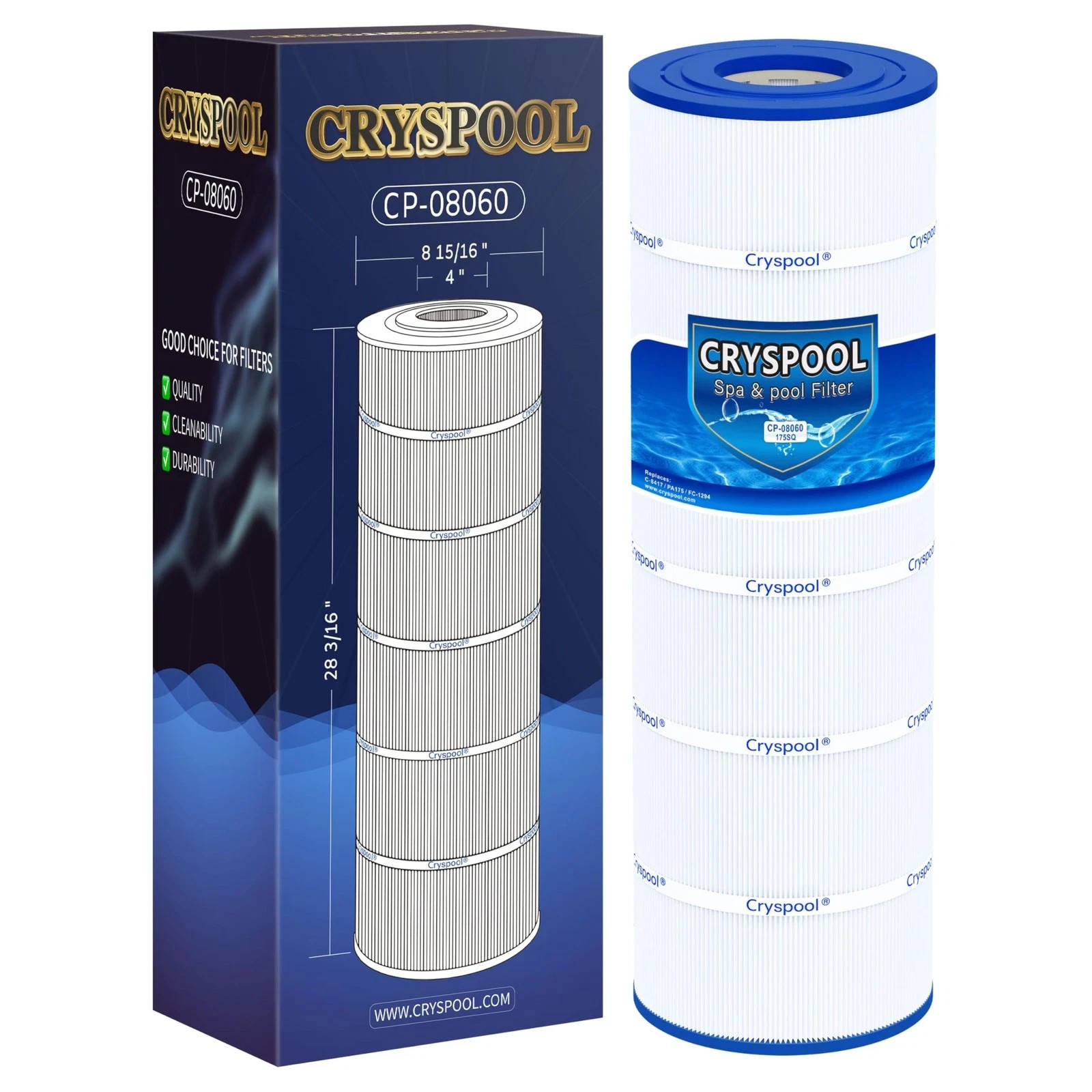 Cryspool 08060 Filter Compatible Cx1750Re C1750 C1750E C1900Re Pa175 C-8417