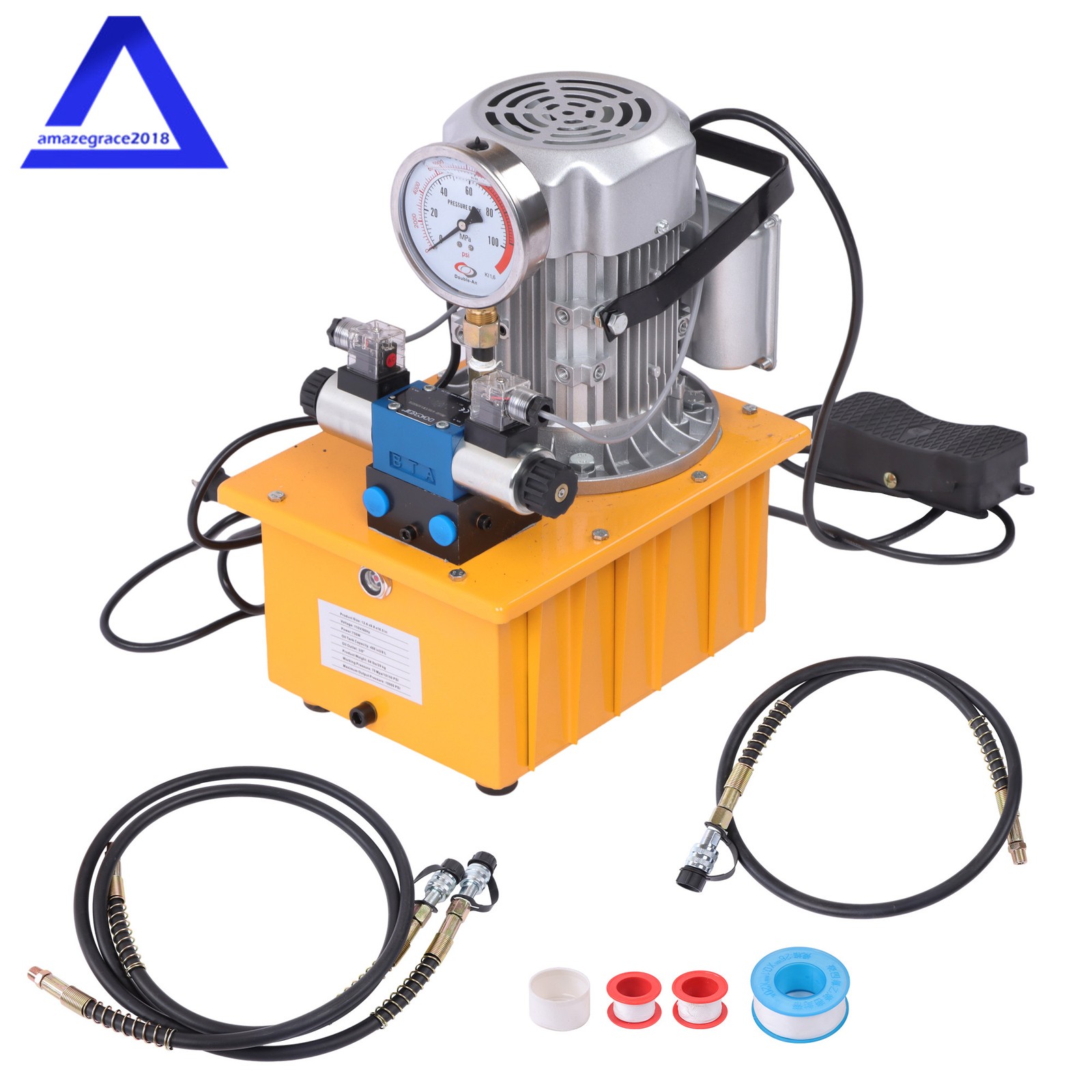 Electric Hydraulic Pump Double Acting Oil Pump 10000 PSI 750W 8L Solenoid Valve