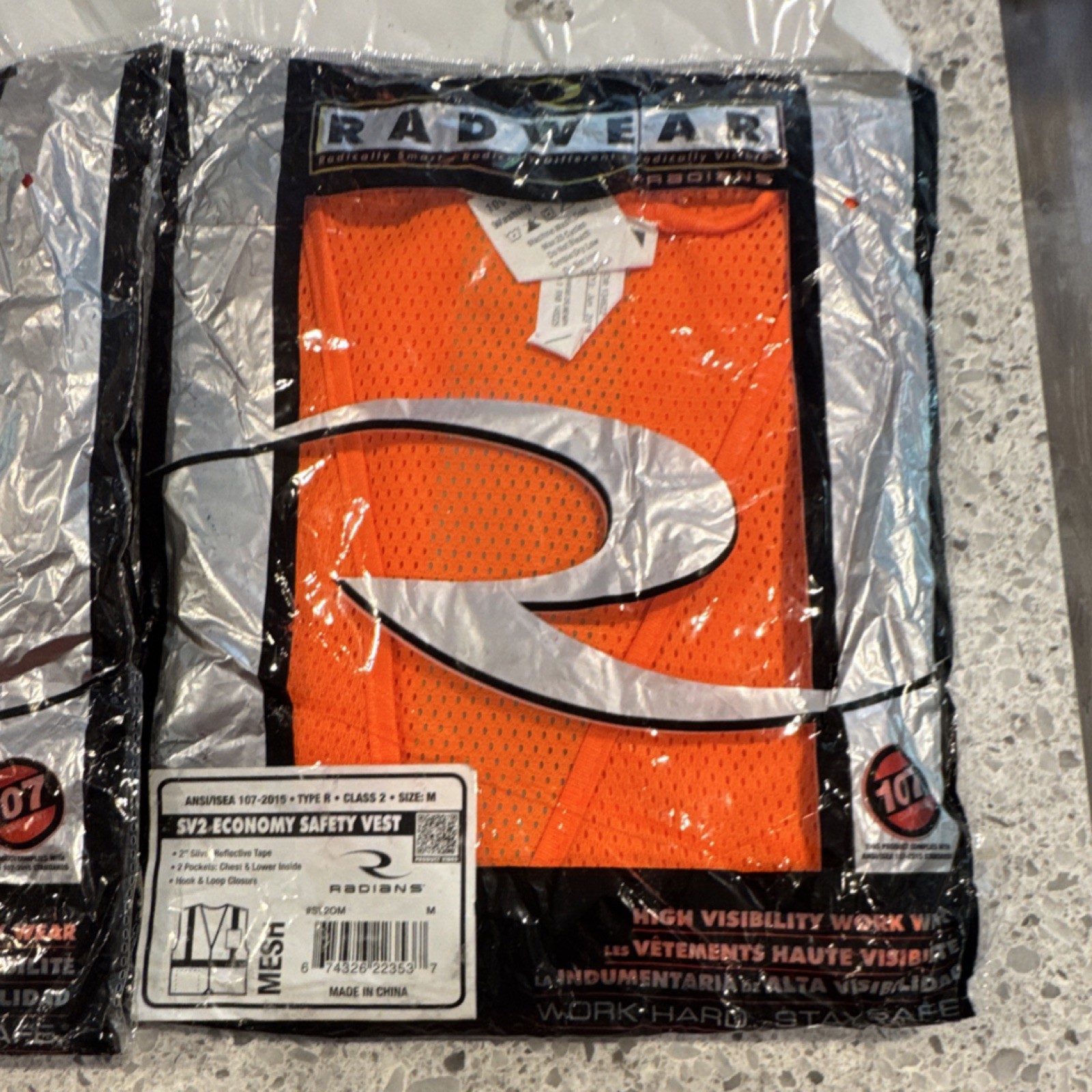 Radians SV2 Economy Safety Vest SV2OM Hi-Visibility Orange/Silver Size M