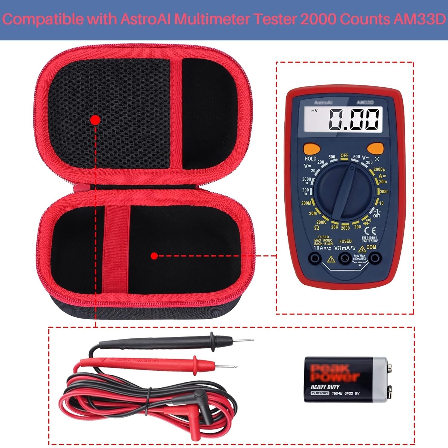 Hard Case Compatible with Astroai Multimeter Tester 2000 Counts Digital Multimet