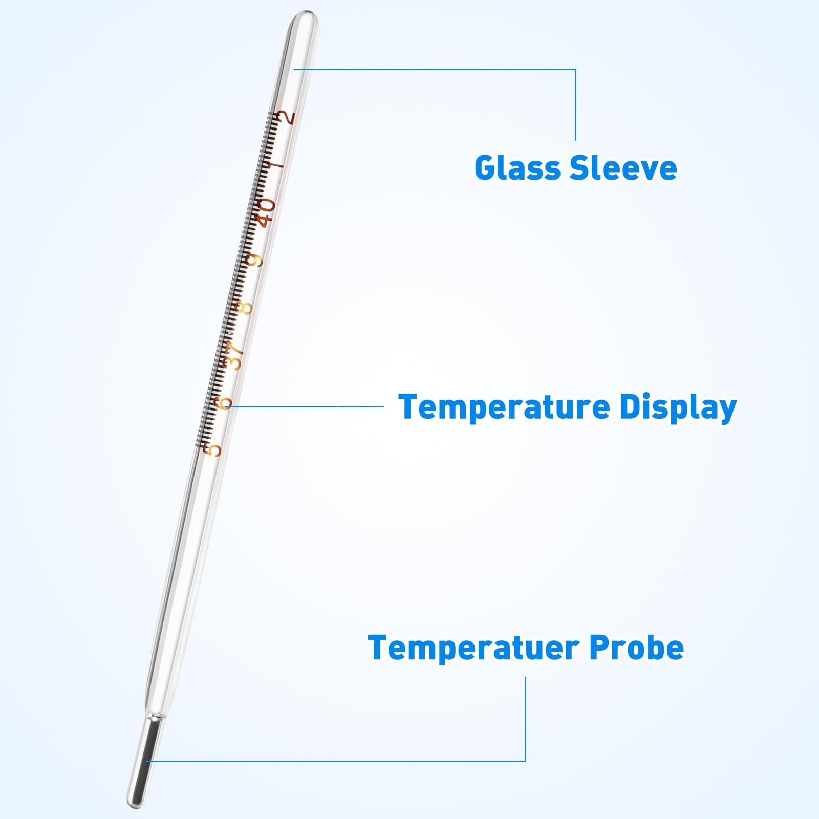 Glass Oral Thermometer Adults Classic Cuban 4.7×0.3×0.3 Inches, Blue