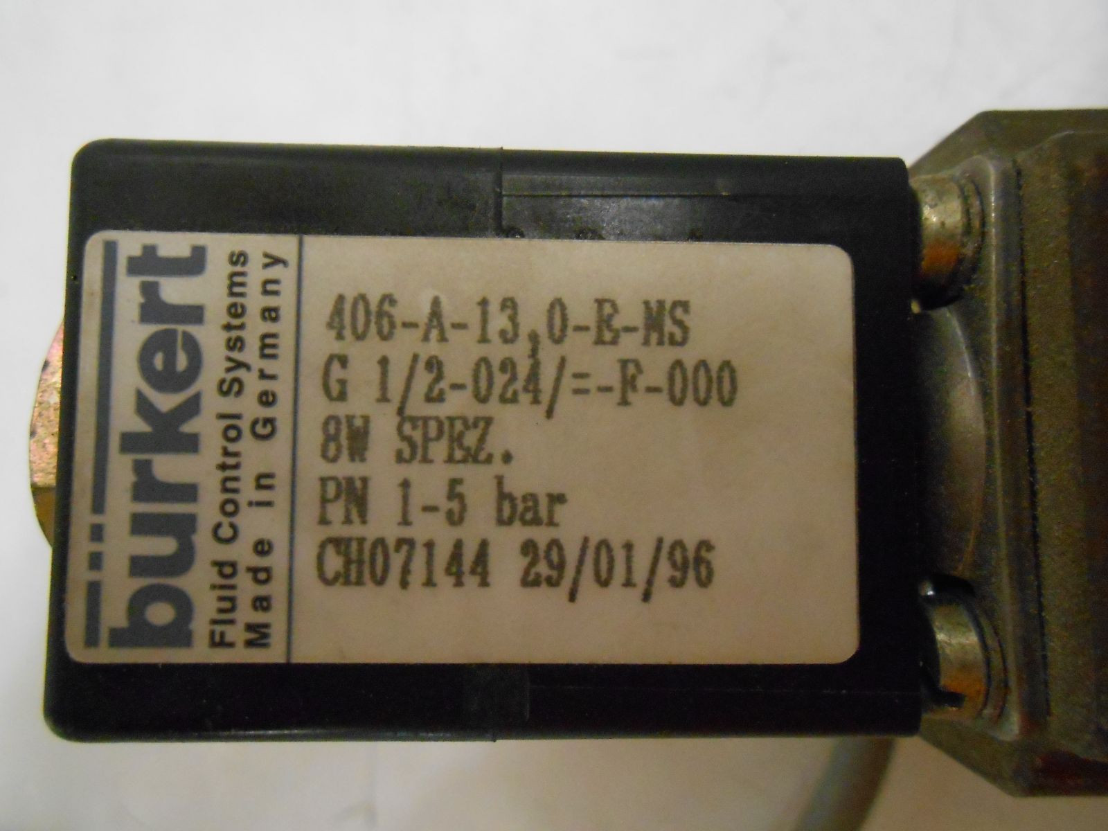 BURKERT 406-A-13 SOLENOID VALVE
