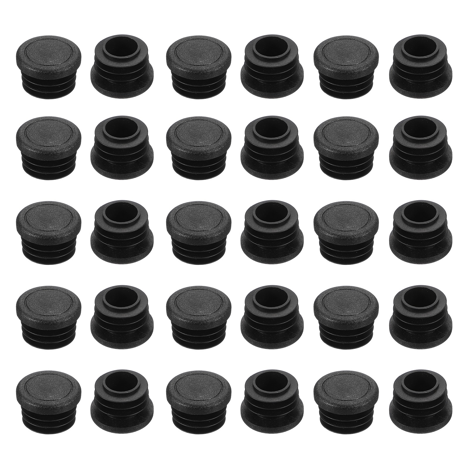30Pcs Plastic Hole Plug 1″(25mm) Round Tubing End Cap Fit 19-21.4mm Black