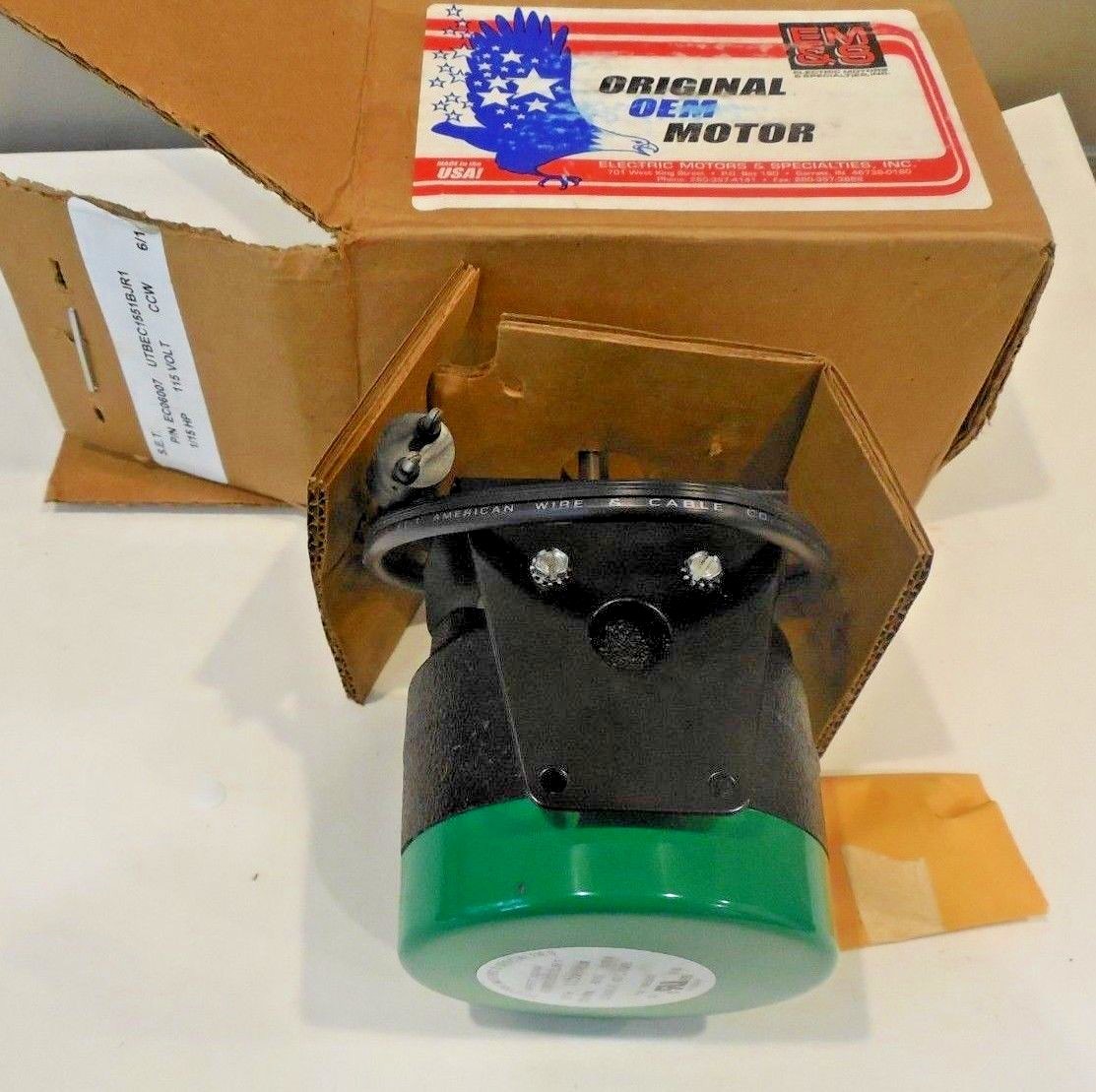 EM&S Unitronix ECM Unit Bearing Motor 1/15 HP 1550 rpm 115V UTB EC06007 CCW