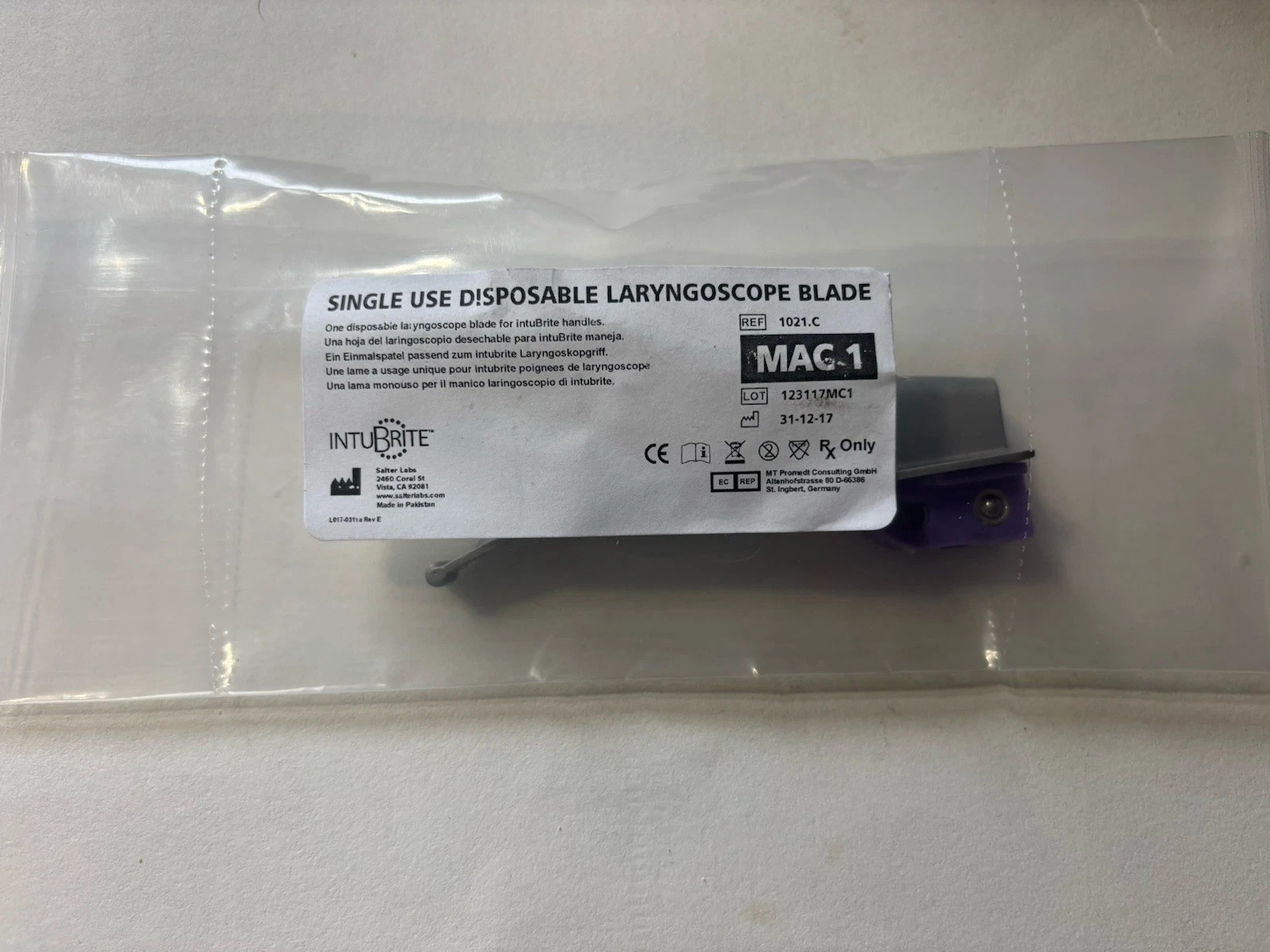 MAC 1 Disposable Laryngoscope Blade – Lot Of 20 – Macintosh One, New – Intubrite