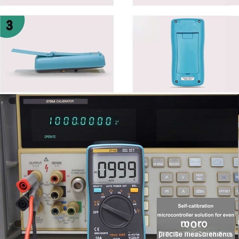 ZT102 Smart Multimeter Auto Range 6000 Counts Backlight Data Hold Function