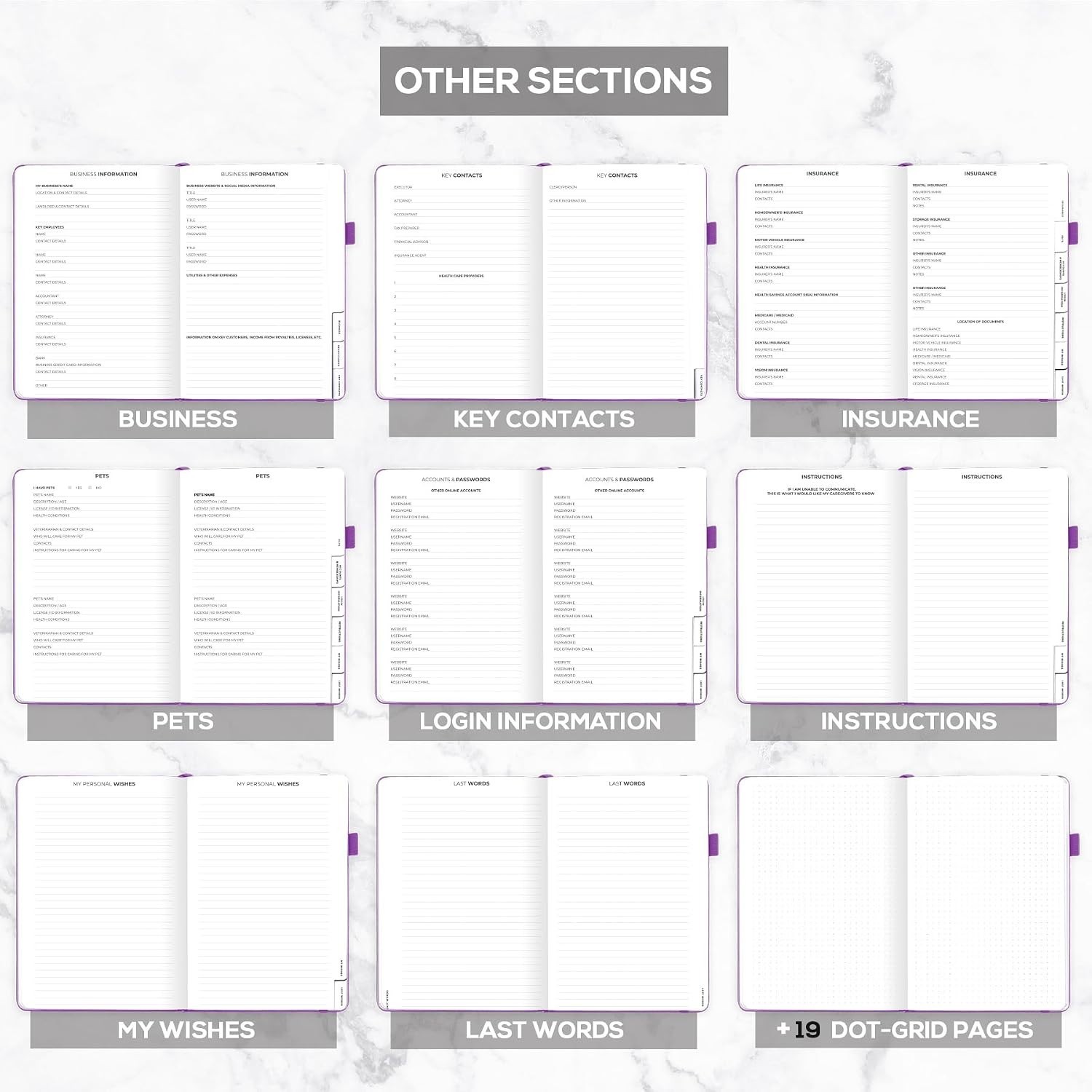 End of Life Planner 8.5”x11” in Purple | Comprehensive Final Arrangements Binder