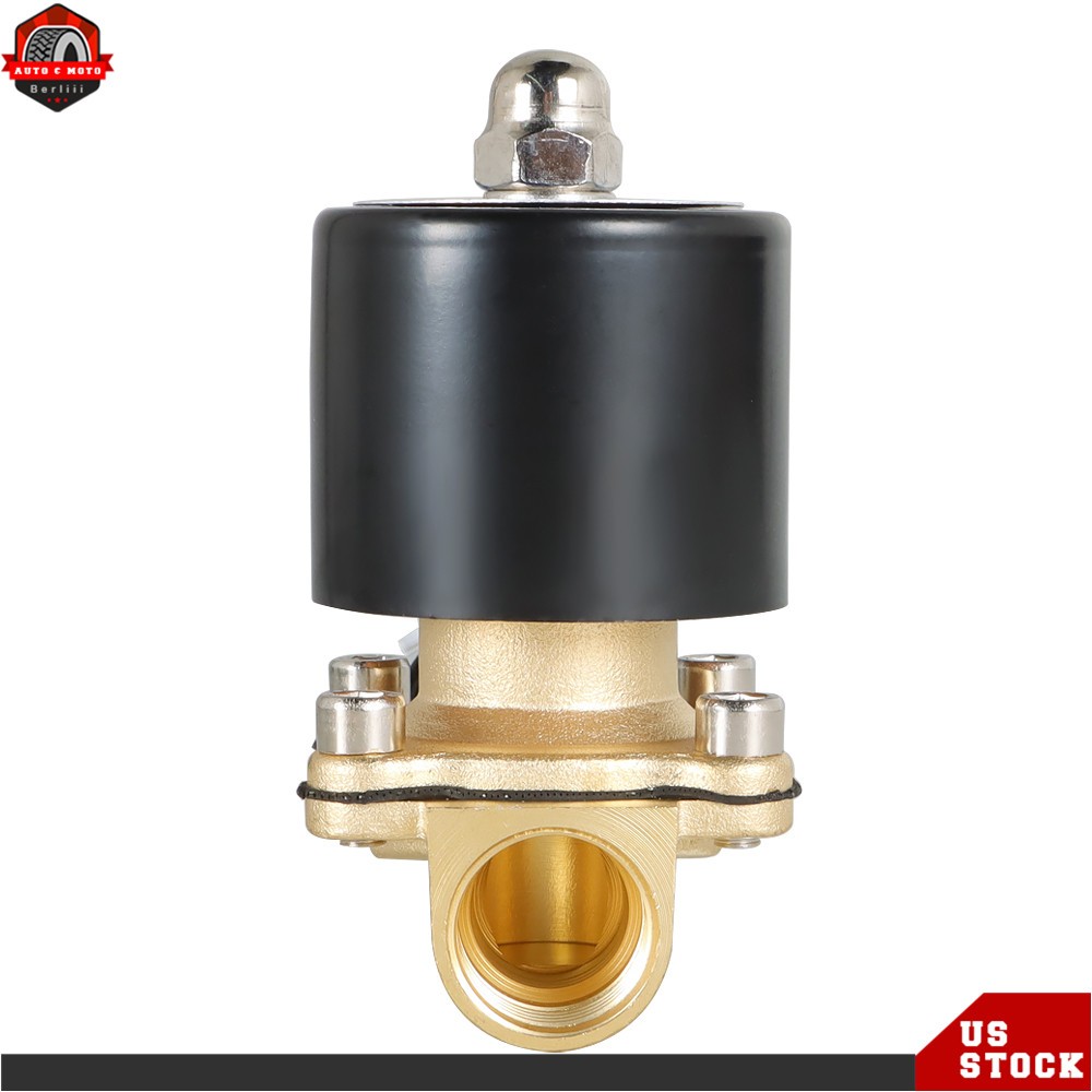1/2 in 12V DC Brass Electric Solenoid Valve NPT Gas Water Air Normally Closed US