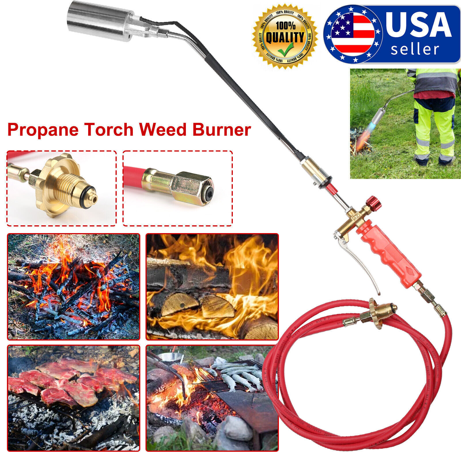 Portable Propane Weed Torch Fire Starter Ice Melter Burner Kit with 79″ Hose