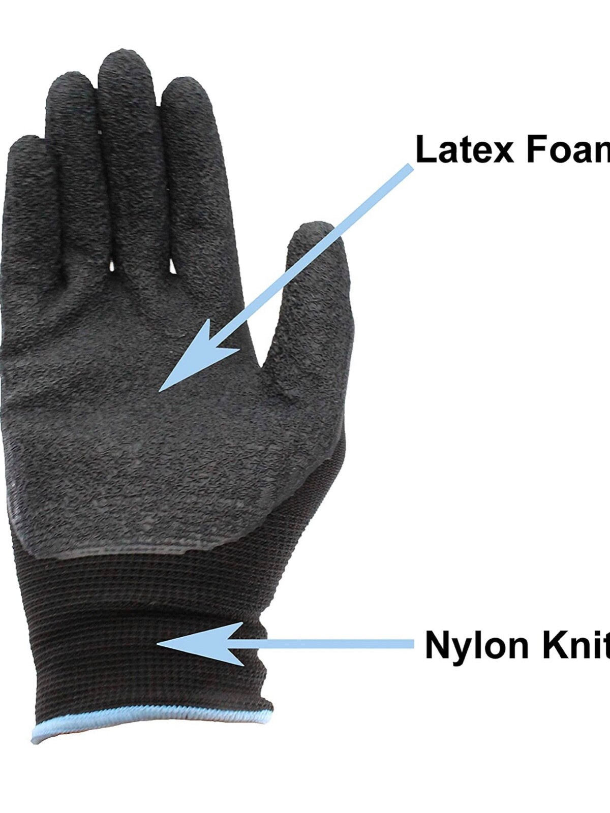 12 Pair Diesel Black Safety Gloves Latex Coated Grip Cut Resistant