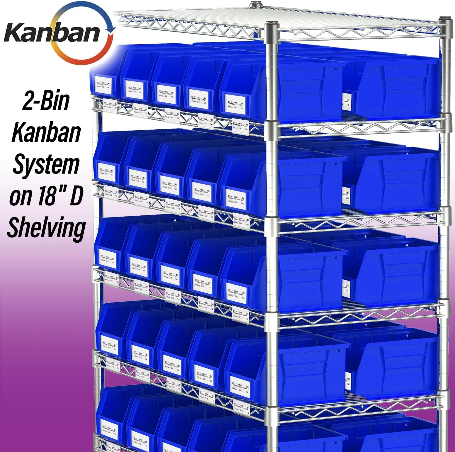 Space-Saving Stackable Plastic Storage Bins – 12-Pack, Blue, 9″x6″x5