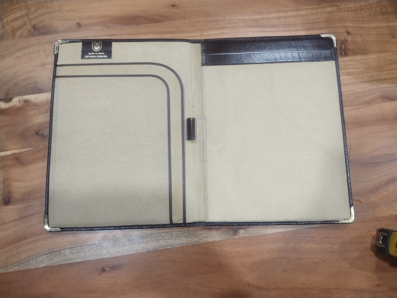 Made in Spain Top Grain Cowhide Leather Organizer Portfolio Folio Brown