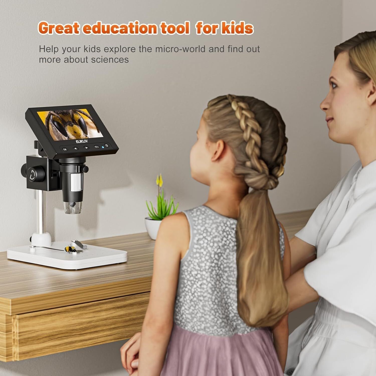 4.3-In Microscope LCD Digital Coin Microscope 1000x Coin Magnifier 8 LED Lights
