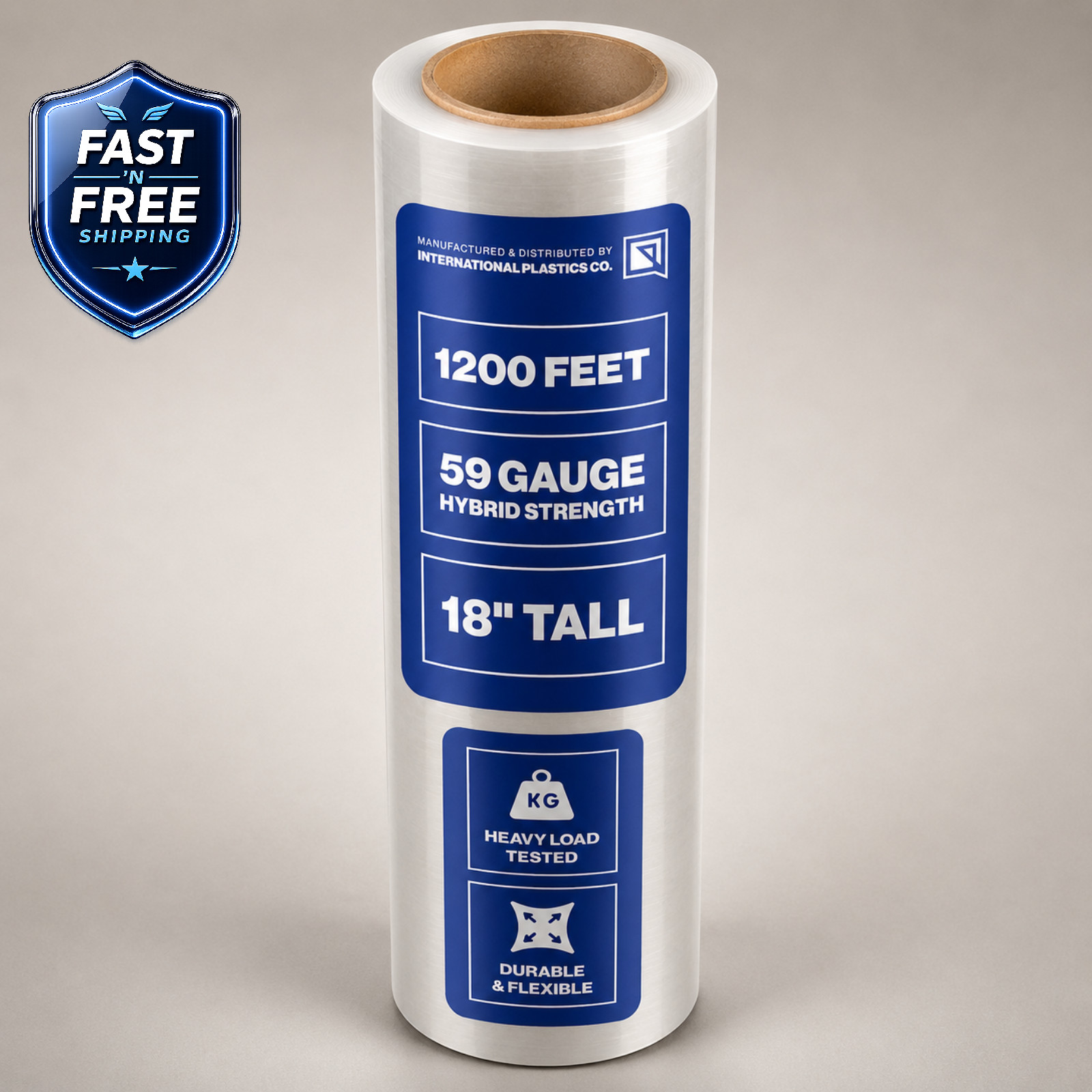 International Plastics 18″ x 1200 ft Clear Stretch Film Wrap 500% Stretch 1 Roll