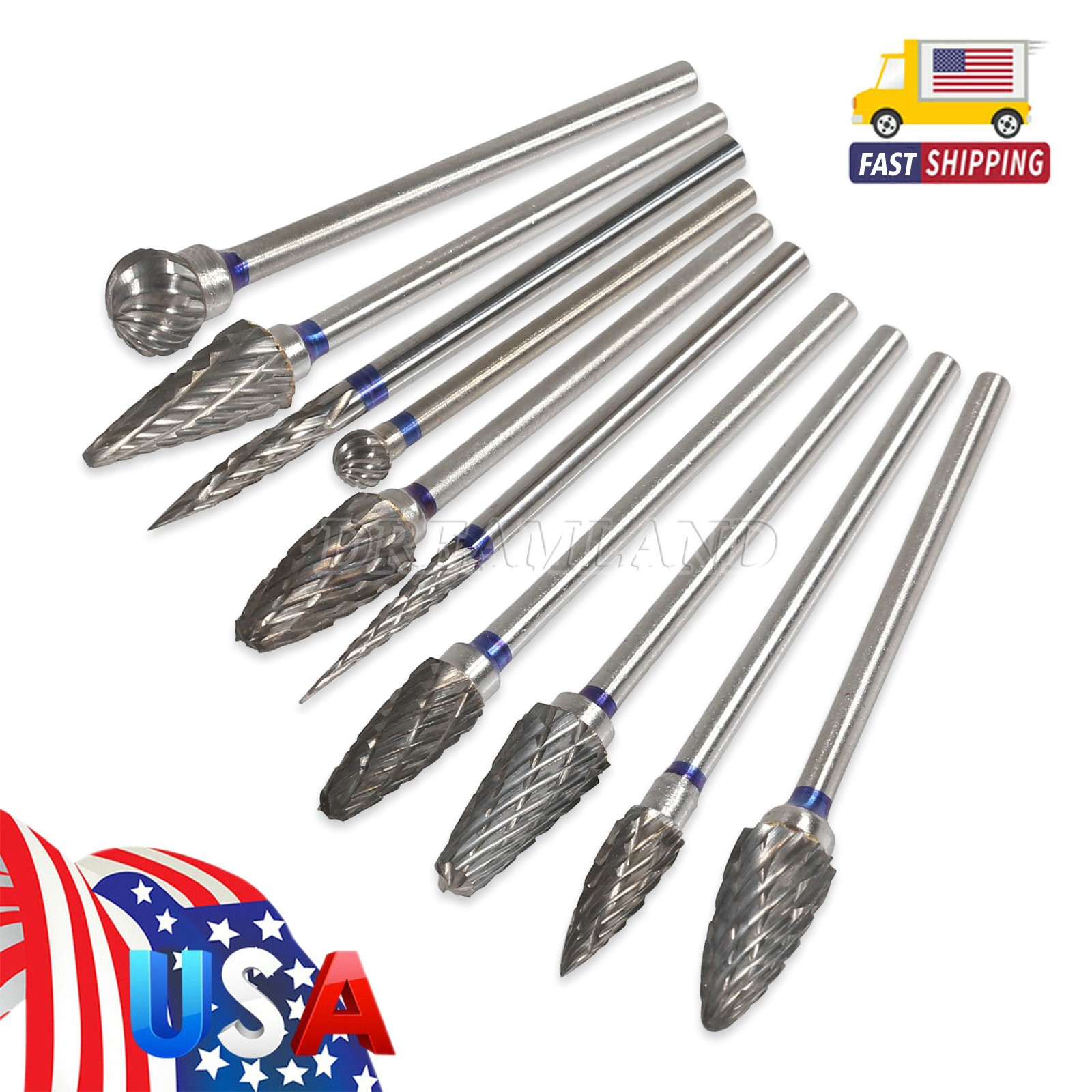 10Pcs Dental Lab Polishing Bur Drills Tungsten Steel Carbide Burs 2.35MM CE FDA