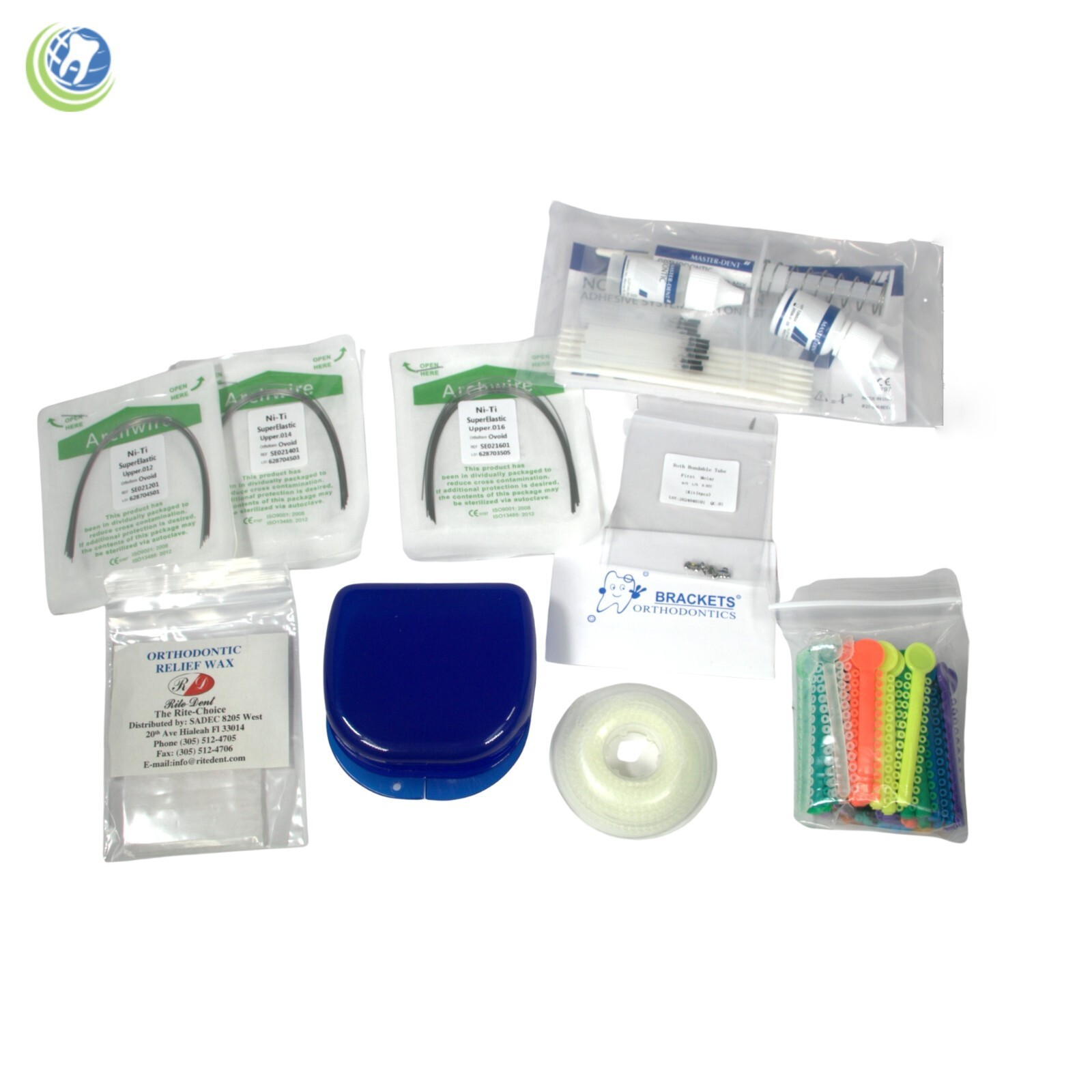 Dental Orthodontic Braces Complete Set-up Kit Bonding Brackets Niti Archwires