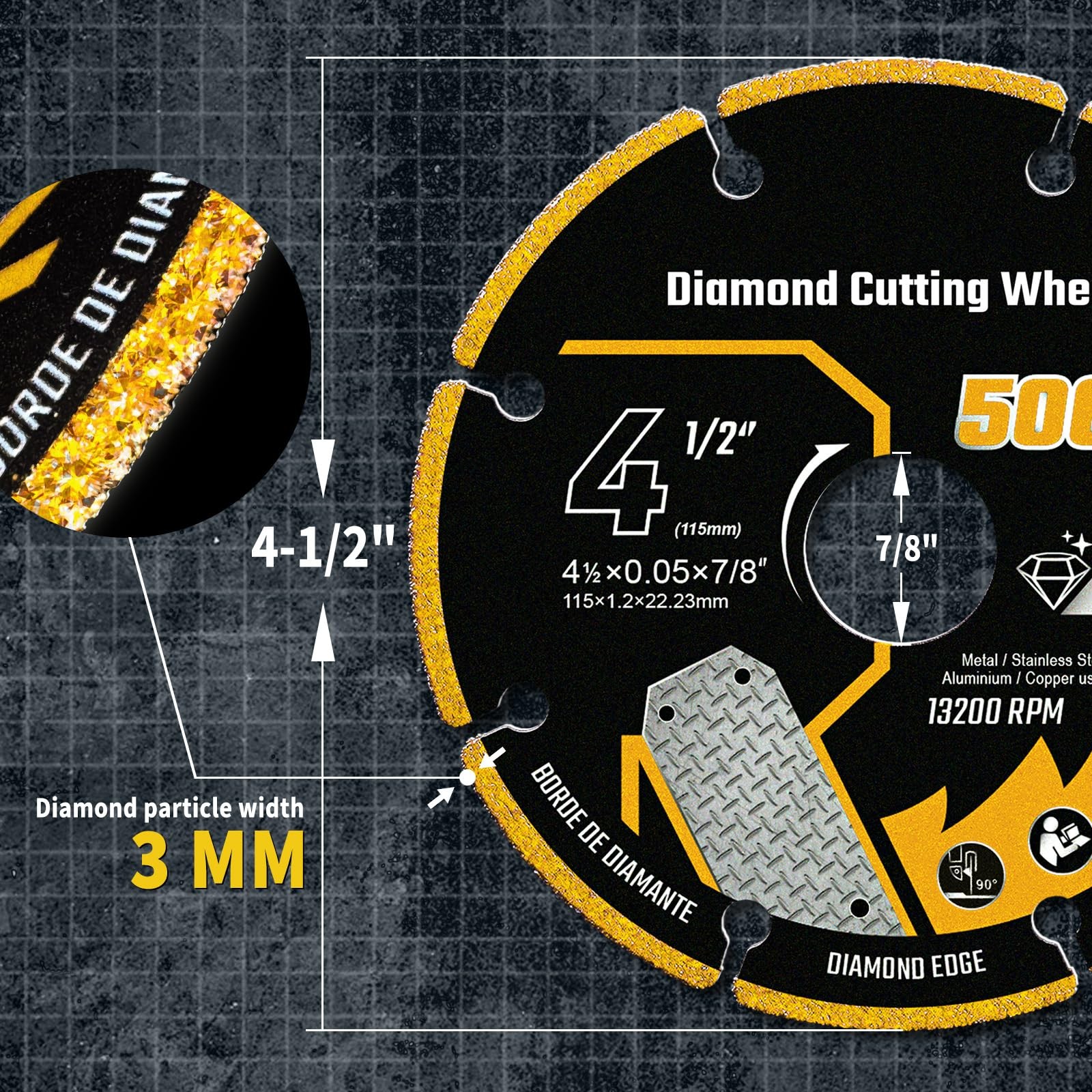 Revvstark 4.5in Diamond Cut Off Wheel 7/8″ Arbor Metal Cutting Disc