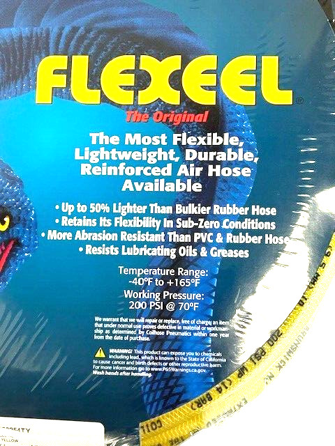 Coilhose Pneumatics PFE60254TY Flexeel Reinf Polyurethane Air Hose 3/8 X 25′ YEL
