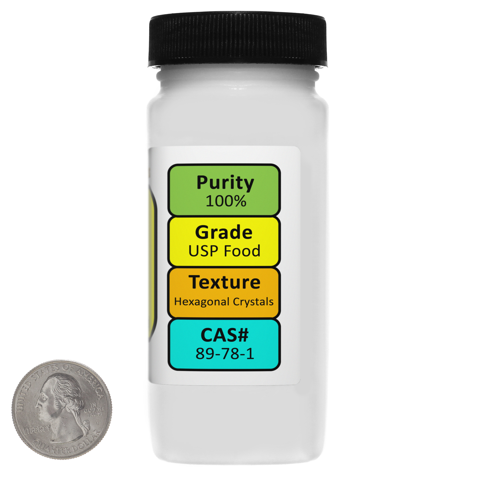 Menthol [C10H20O] 100% USP Food Grade Crystals 2 Oz in a Bottle USA