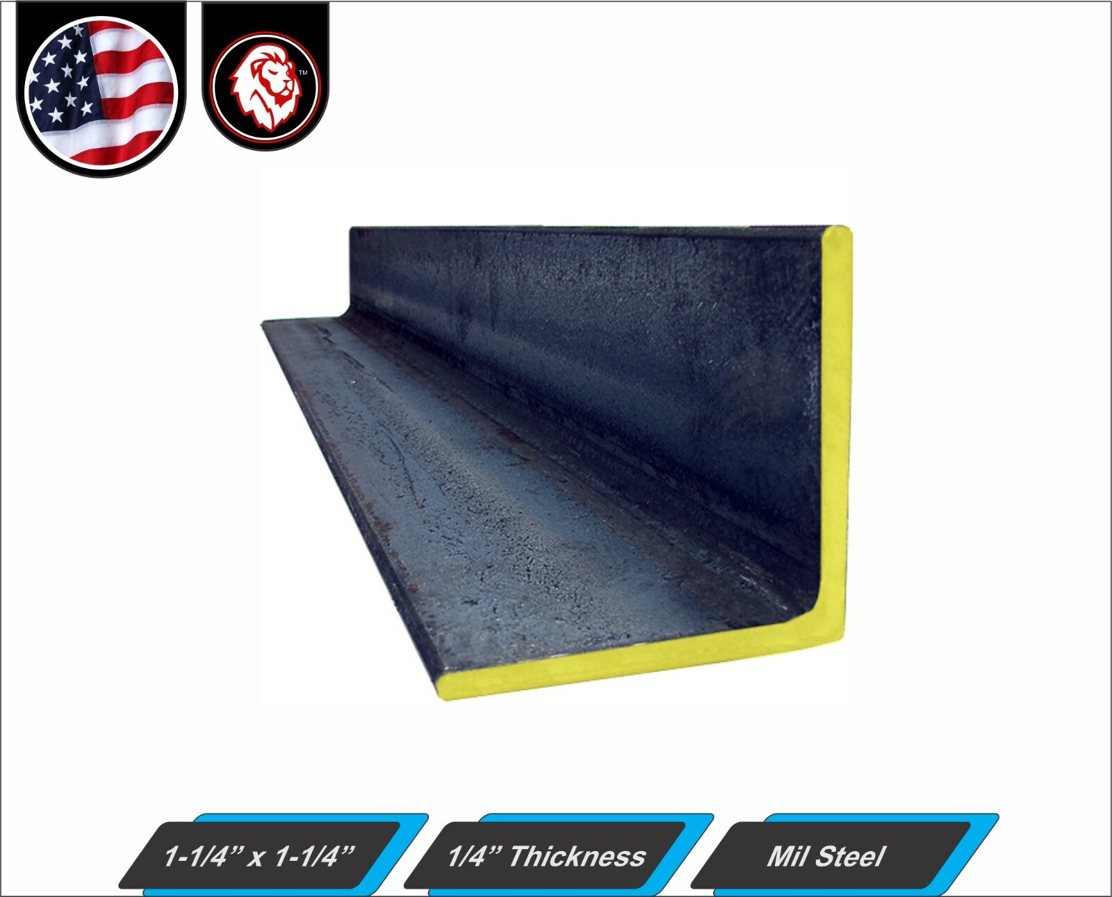 1-1/4″ x 1-1/4″ Metal Angle Bar – 1/4″ gauge – mild Steel – 12″ Inch Long (1-ft)