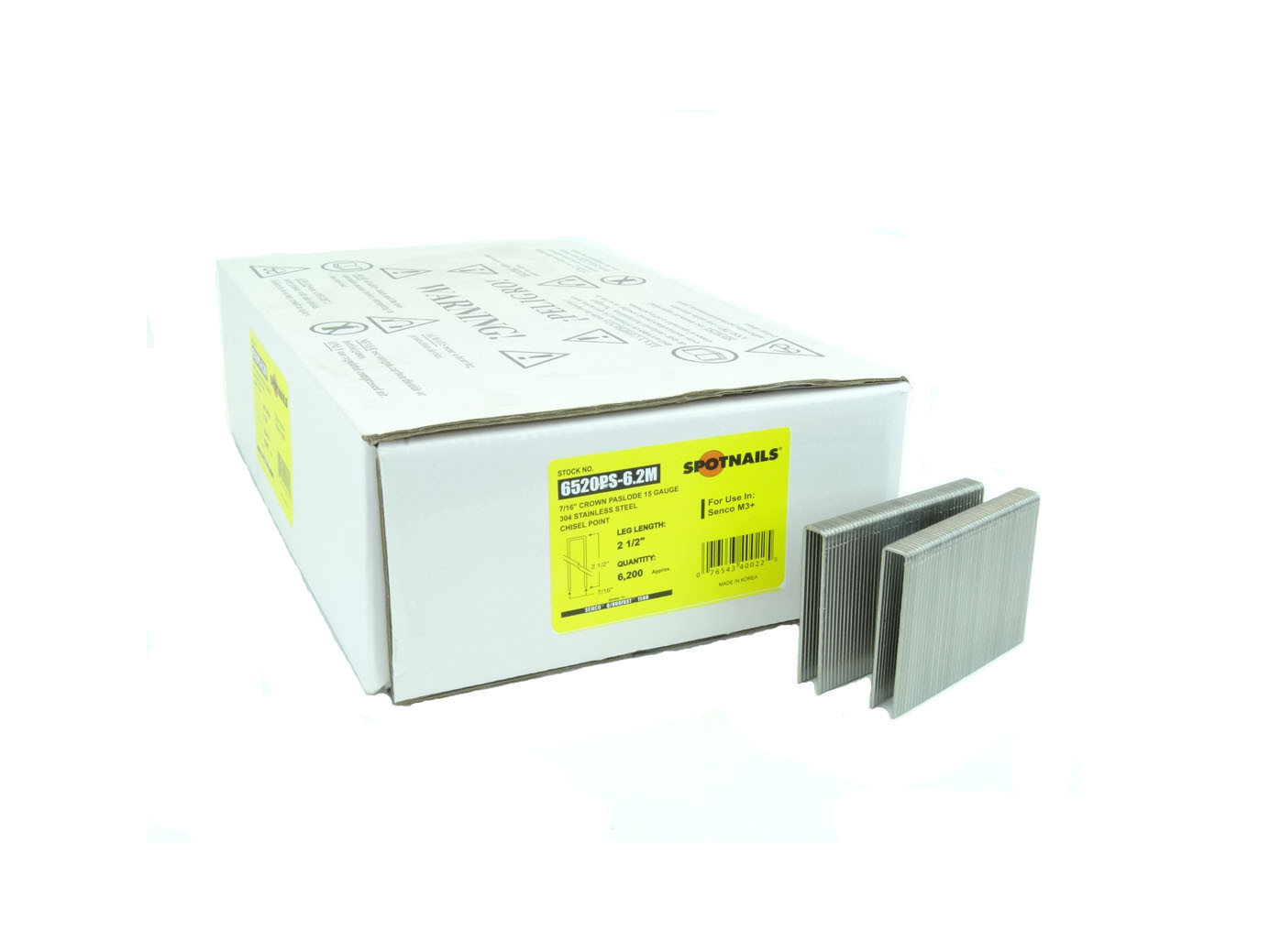 Spotnails 6520PS 15 Gauge 2 1/2″ Senco Q (7/16″) Crown STAINLESS Staples, 6,200