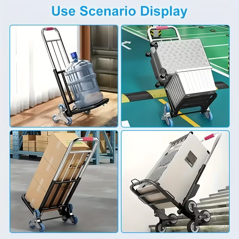 Heavy-Duty Folding Hand Truck with Adjustable Straps, Stair-Climbing Wheels
