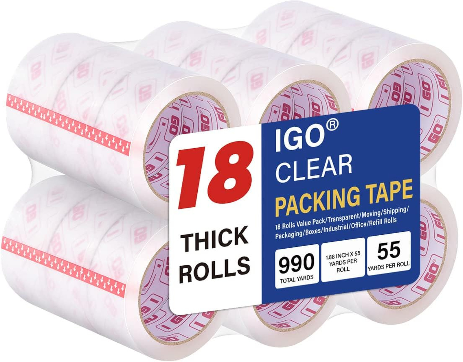 Packing Tape Refills 1.88 Inch Width Clear Shipping Moving Box Mailing Storage