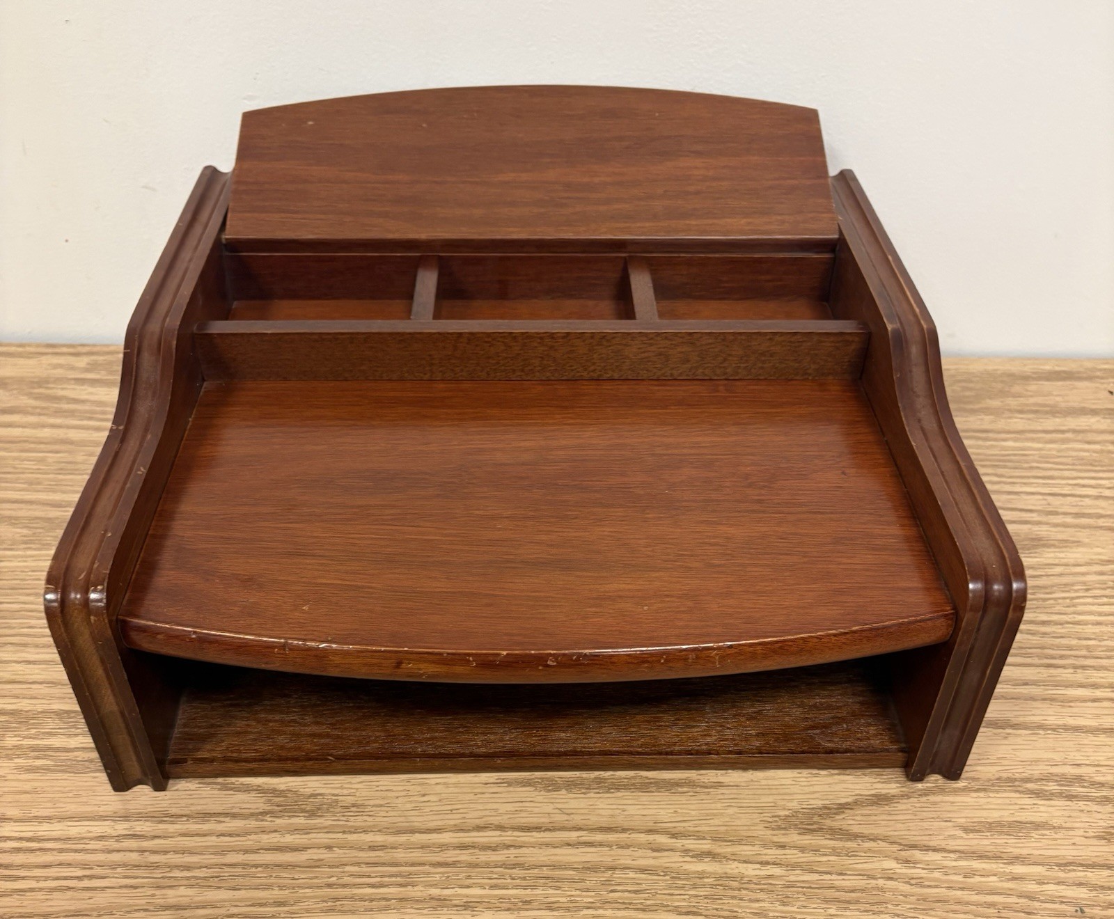 Vintage Ligna Furniture Wooden Desk Organizer with Drawer – Made in Indonesia