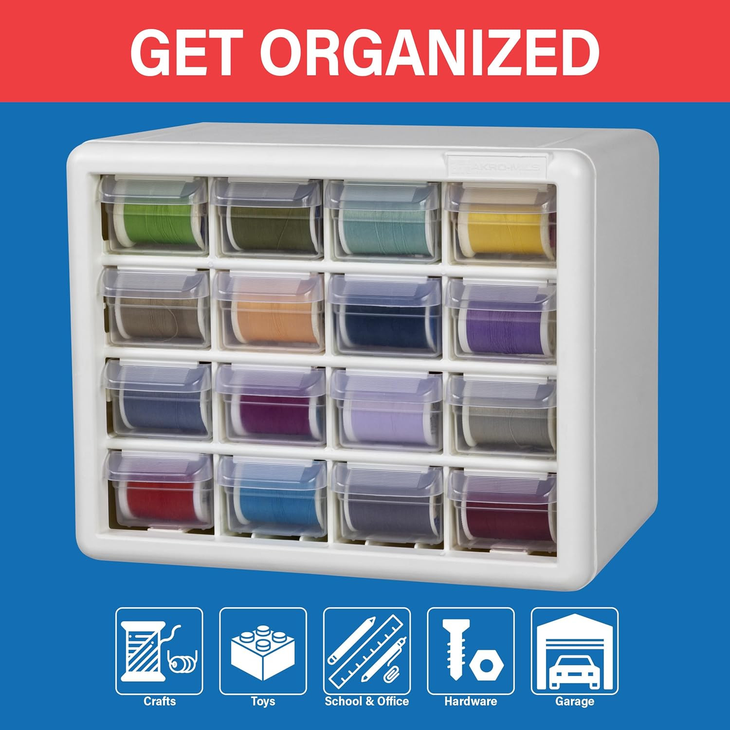 16-Drawer Plastic Storage Cabinet, 10.5″W X 6.5″D X 8.5″H, Black | Plastic Cabin