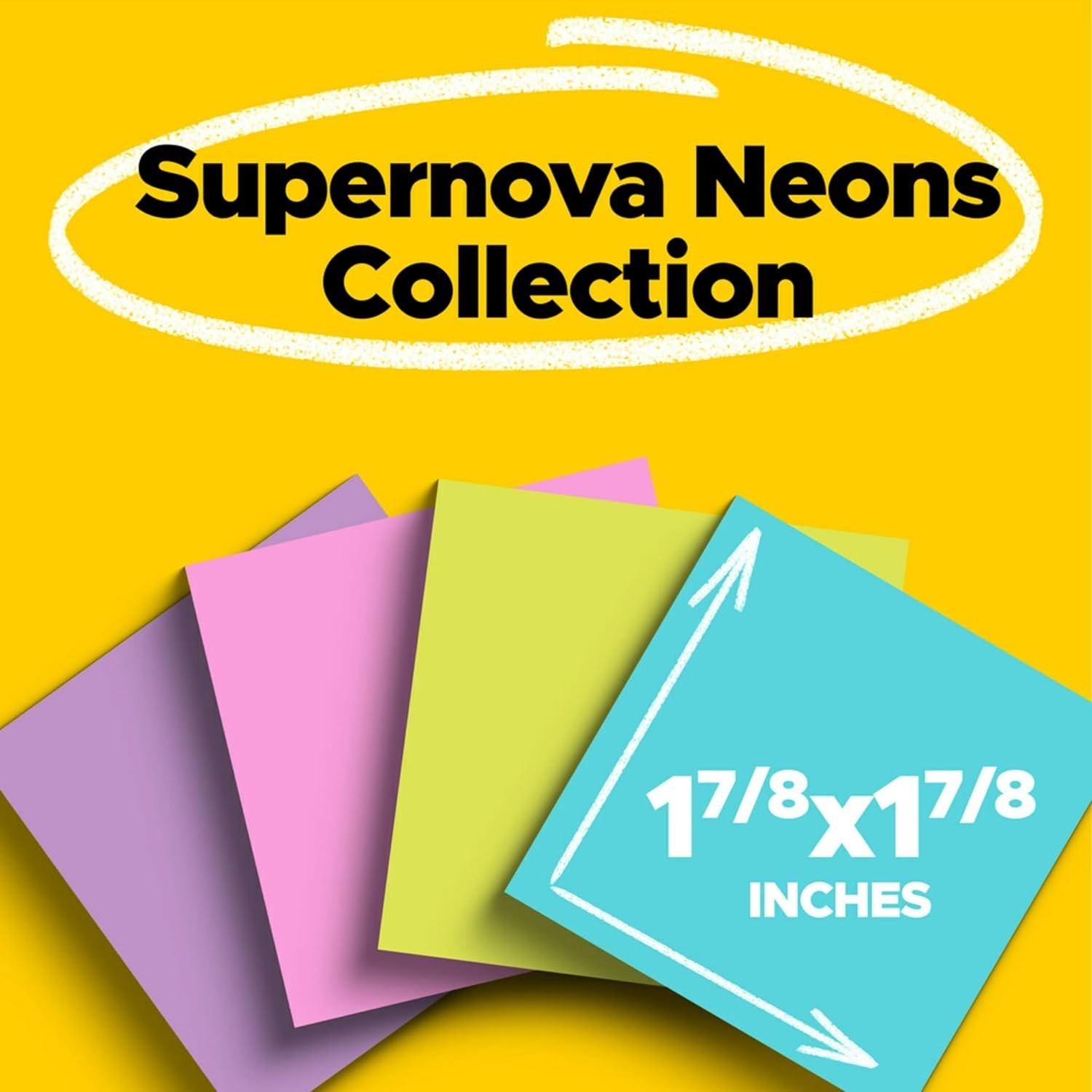 Super Sticky Notes, 8 Sticky Note Pads, 1.875 x 1.875 in., School Supplies, Offi