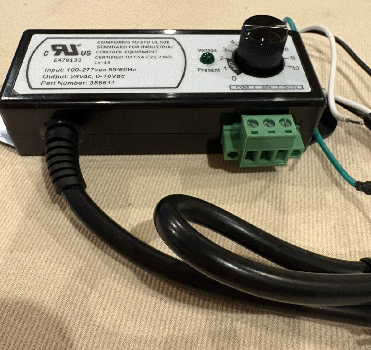 Greenheck 385611 Vari-Green Dial-On Fan Speed Control 100-277VAC 0-10V EC Motor