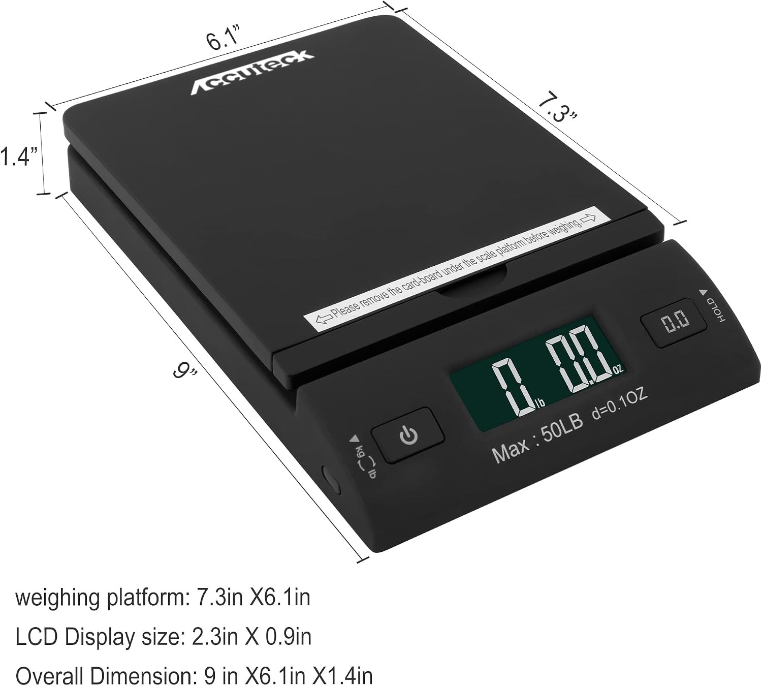 50 Lb All-In-One Black Digital Shipping Postal Scale with Adapter (W-8250-50B)