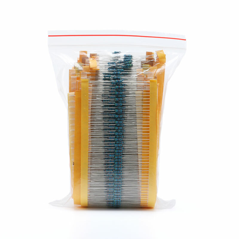 1Set 1/4W ±1% Metal Film Resistor Kit 1Ω-1MΩ 25Values 50Pcs/Value 1250pcs In All