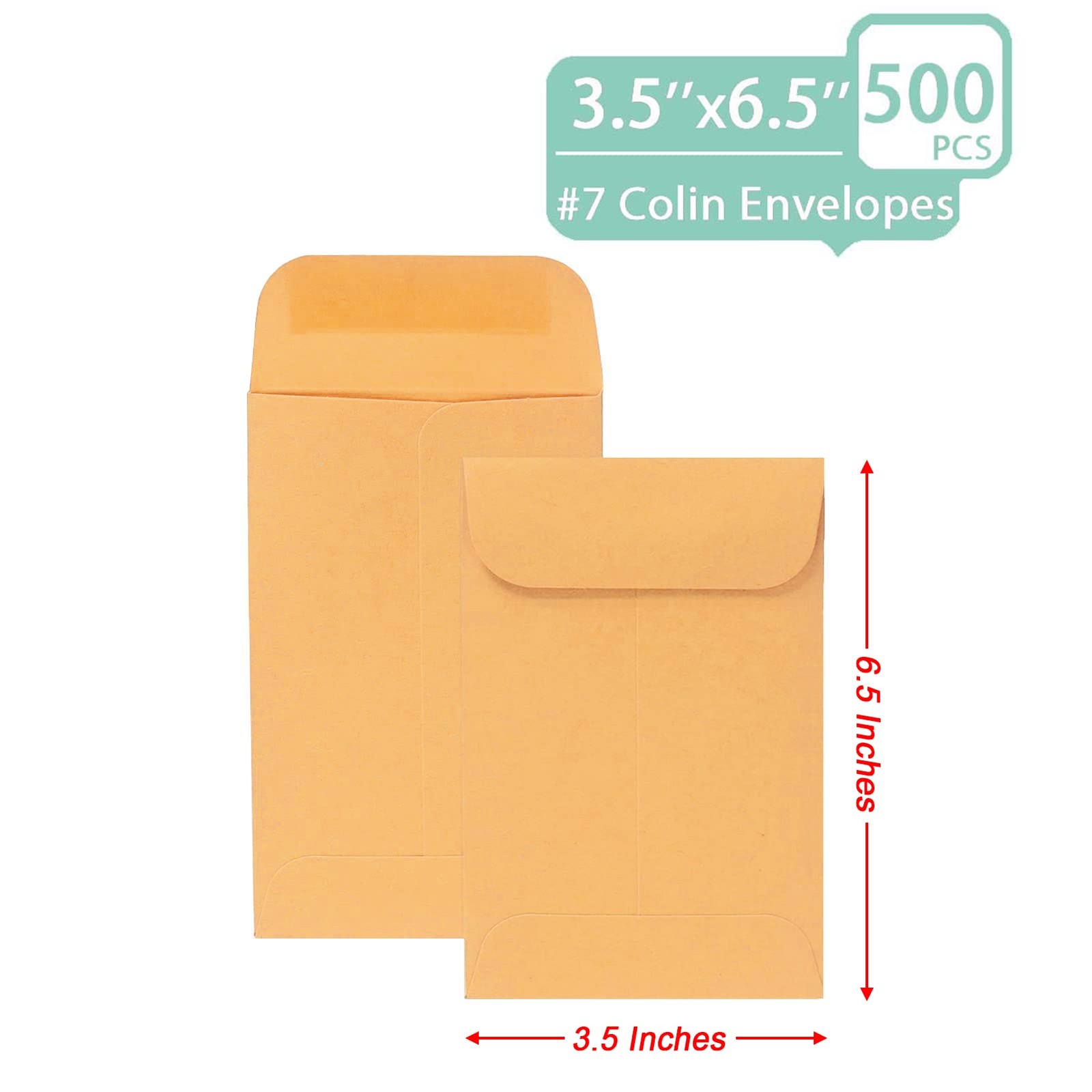 Xxcxpark 500 PCS #7 Coin Envelopes, 3.5 x 6.5 500 (3.5″ x 6.5″), Brown