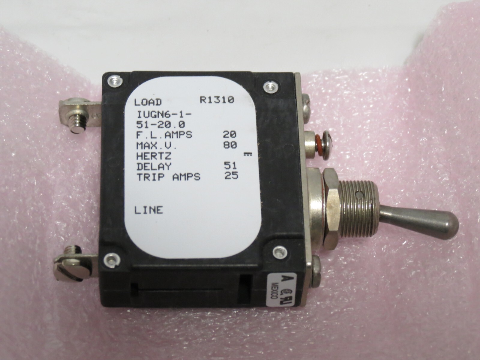 Airpax Circuit Breaker IUGN6-1-51-20.0 Sensata 20 Amp Magnetic Toggle Switch