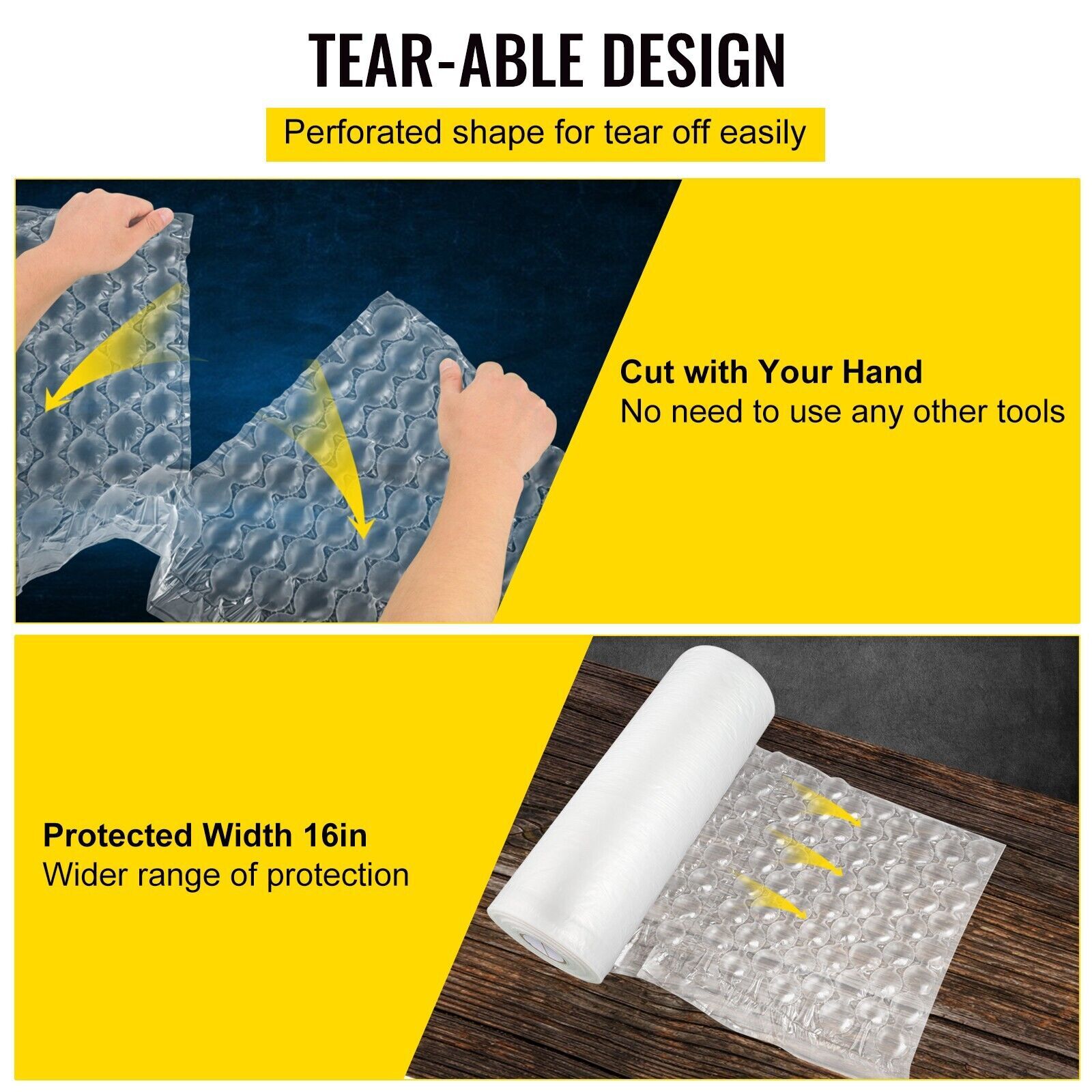 984′ x16″ Air Cushion Machine Film Small Bubble Pillow Packaging Padding 4 Rolls