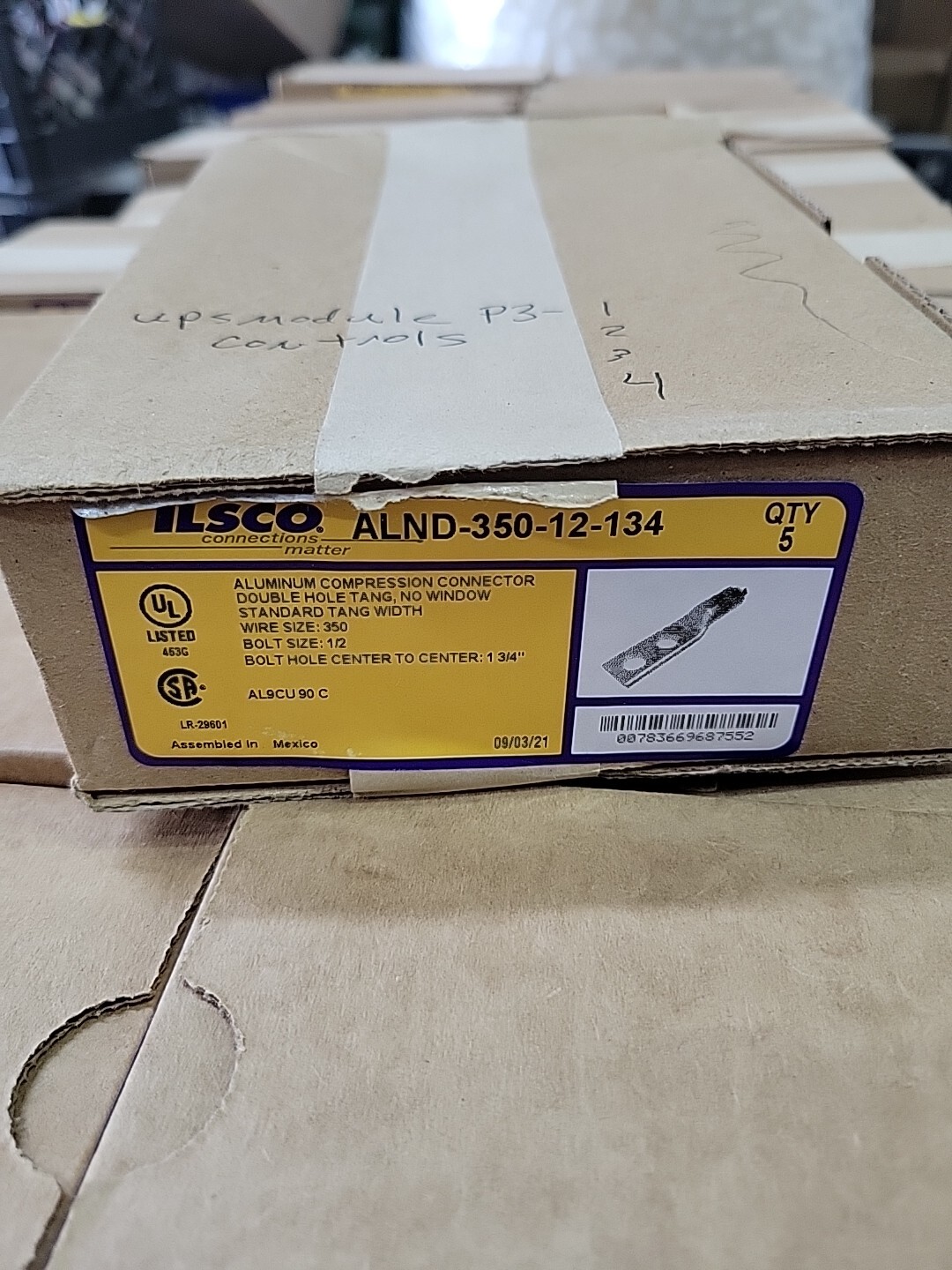 box of 3 NEW! Ilsco ALND-350-12-134 350 MCM Aluminum Compression Lug
