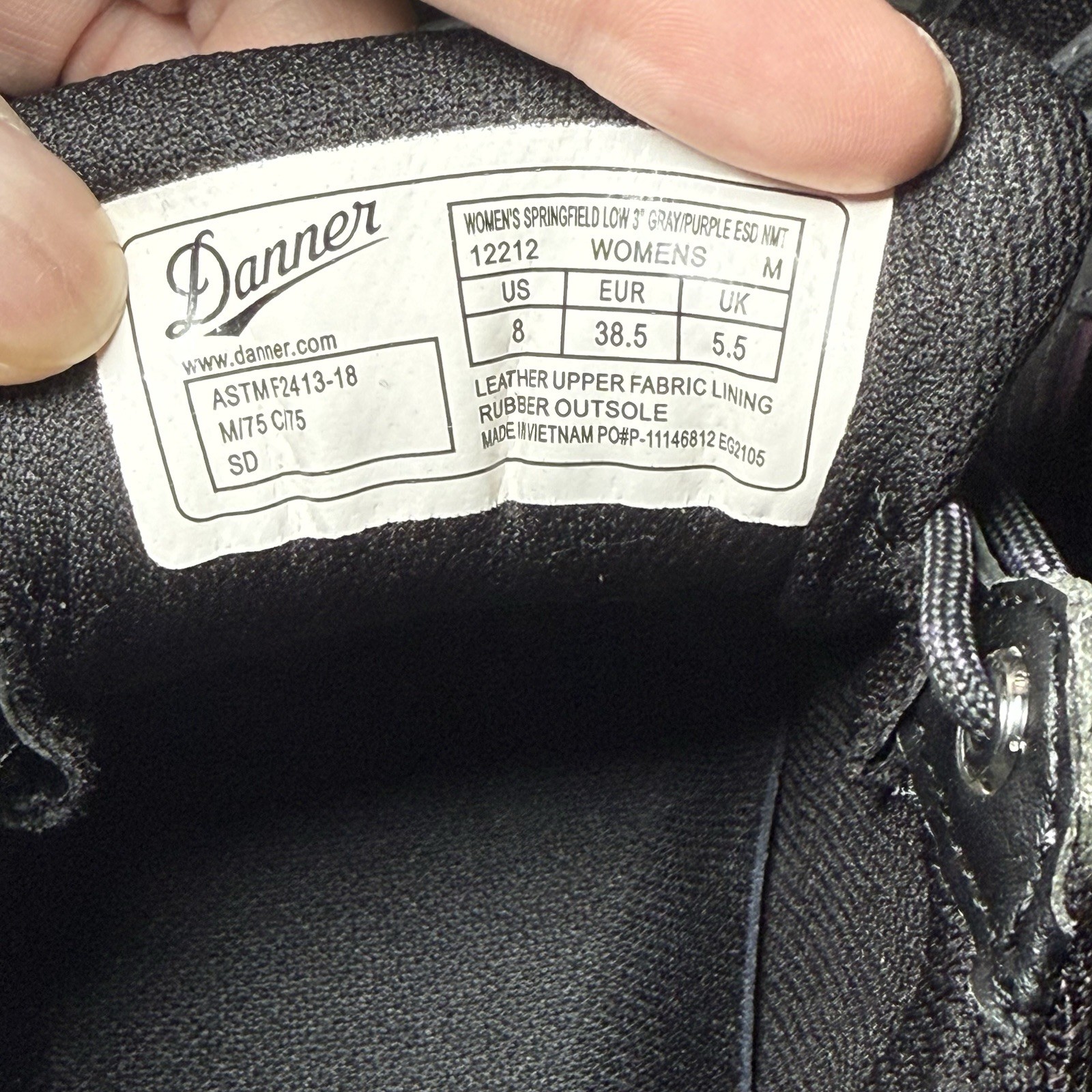 Danner Women’s Springfield Low ESD Static Dissipating Gray/Purple 8M 12212