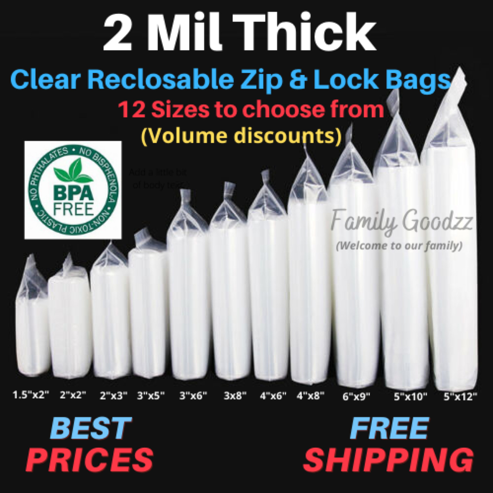 Clear Reclosable Zip Seal Top Bag Plastic 2 Mil Lock Bags Jewelry Zip Baggie