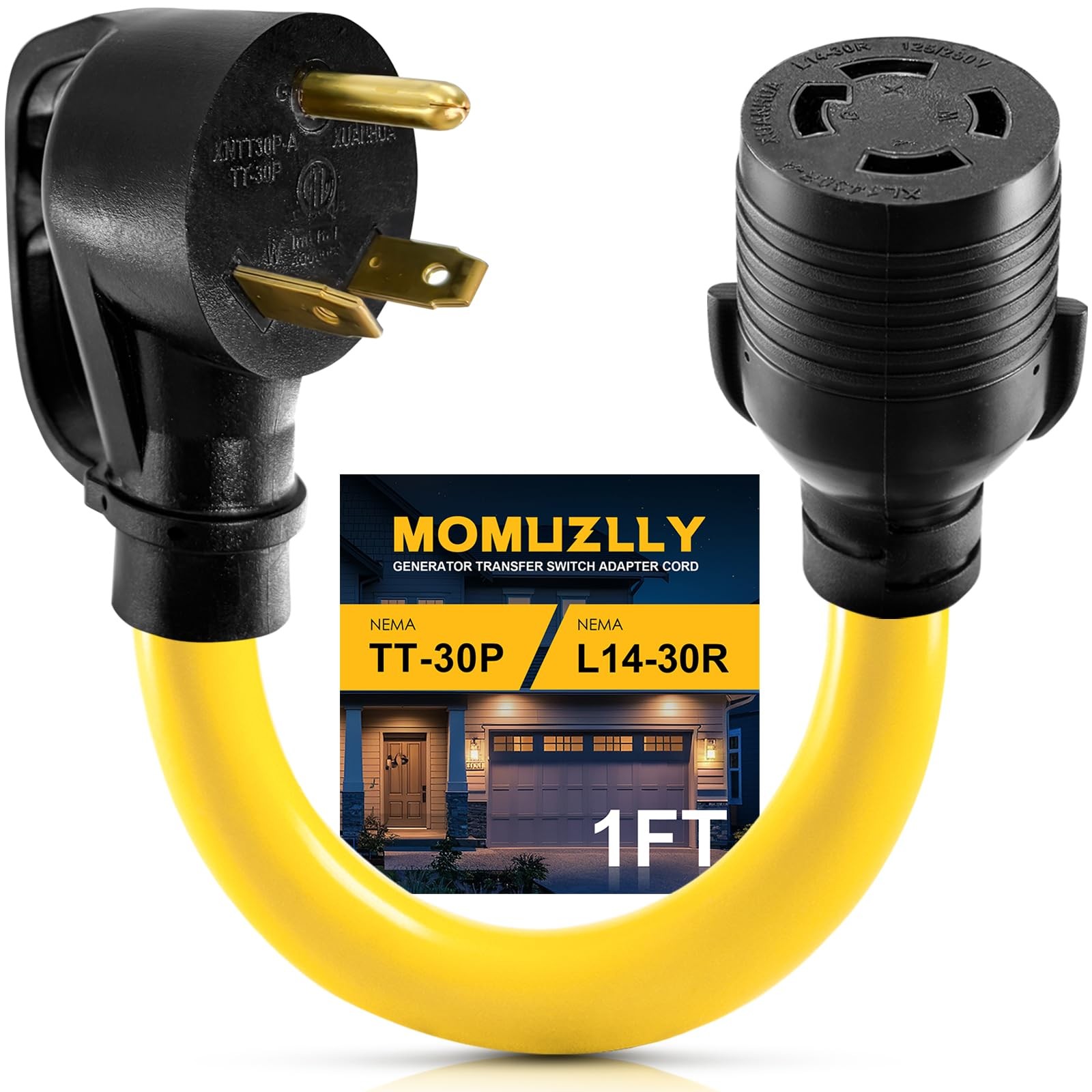 MOMUZLLY NEMA TT-30P to L14-30R Generator L14-30R, Black and Yellow