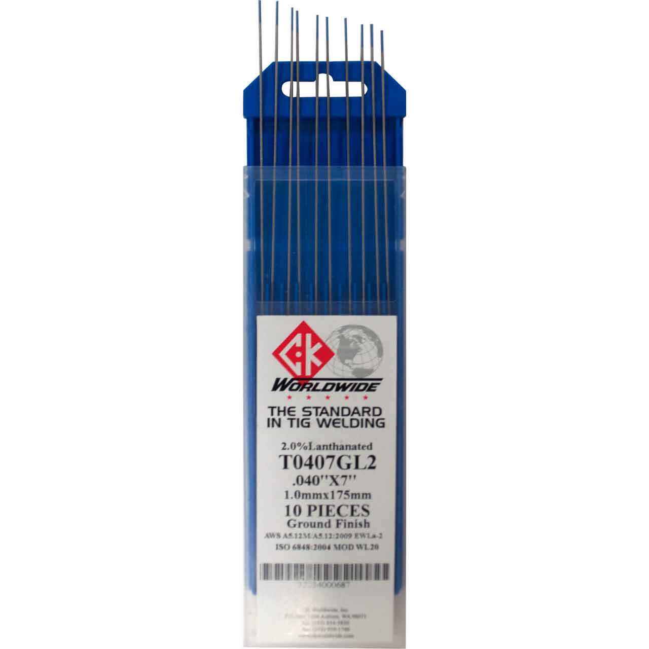 CK T0407GL2 2% Lanthanated Tungsten Electrode .040″ X 7″ 10 pack