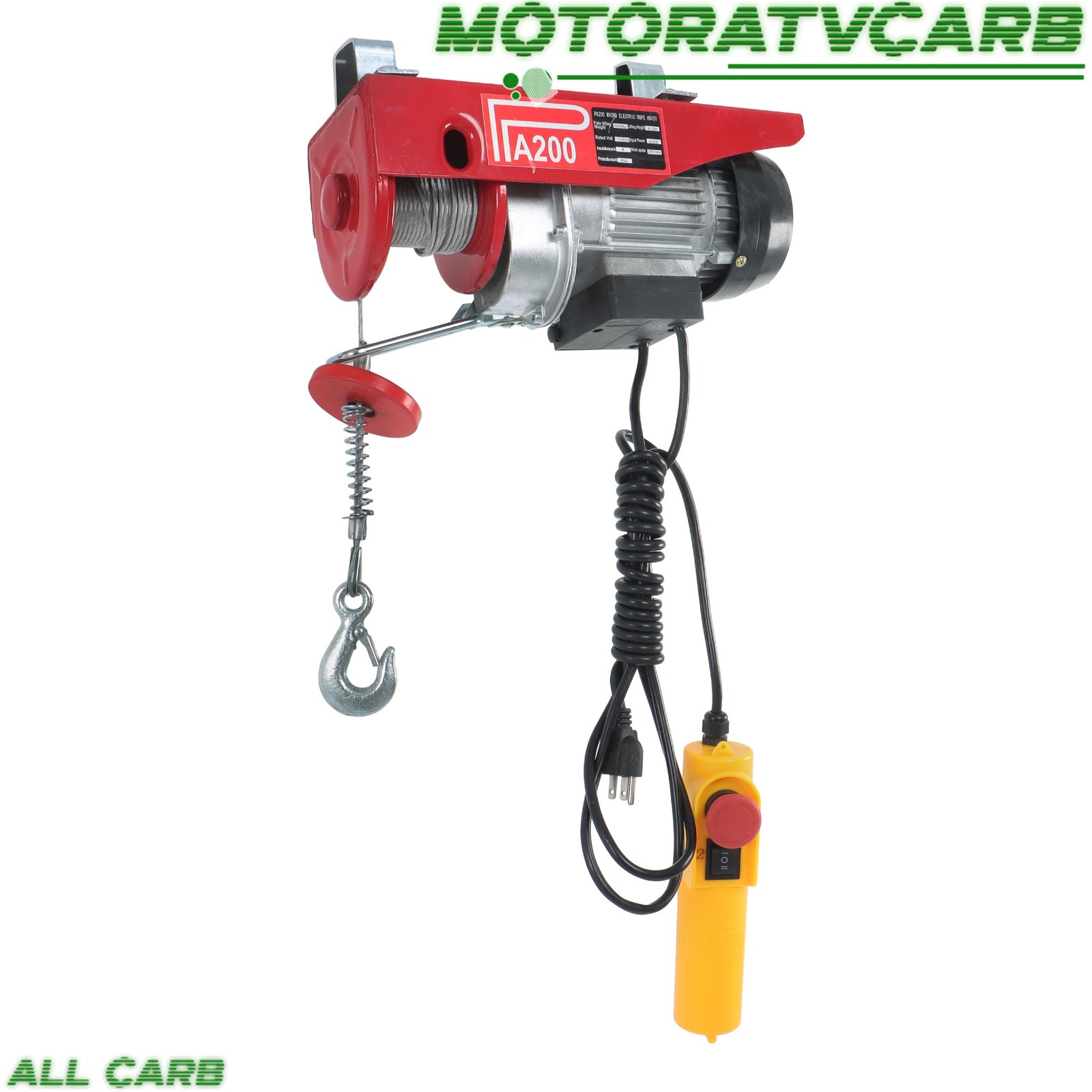 ALL-CARB 440lbs / 200kg Mini Electric Hoist 6.6 ft Wired Remote Control 110V