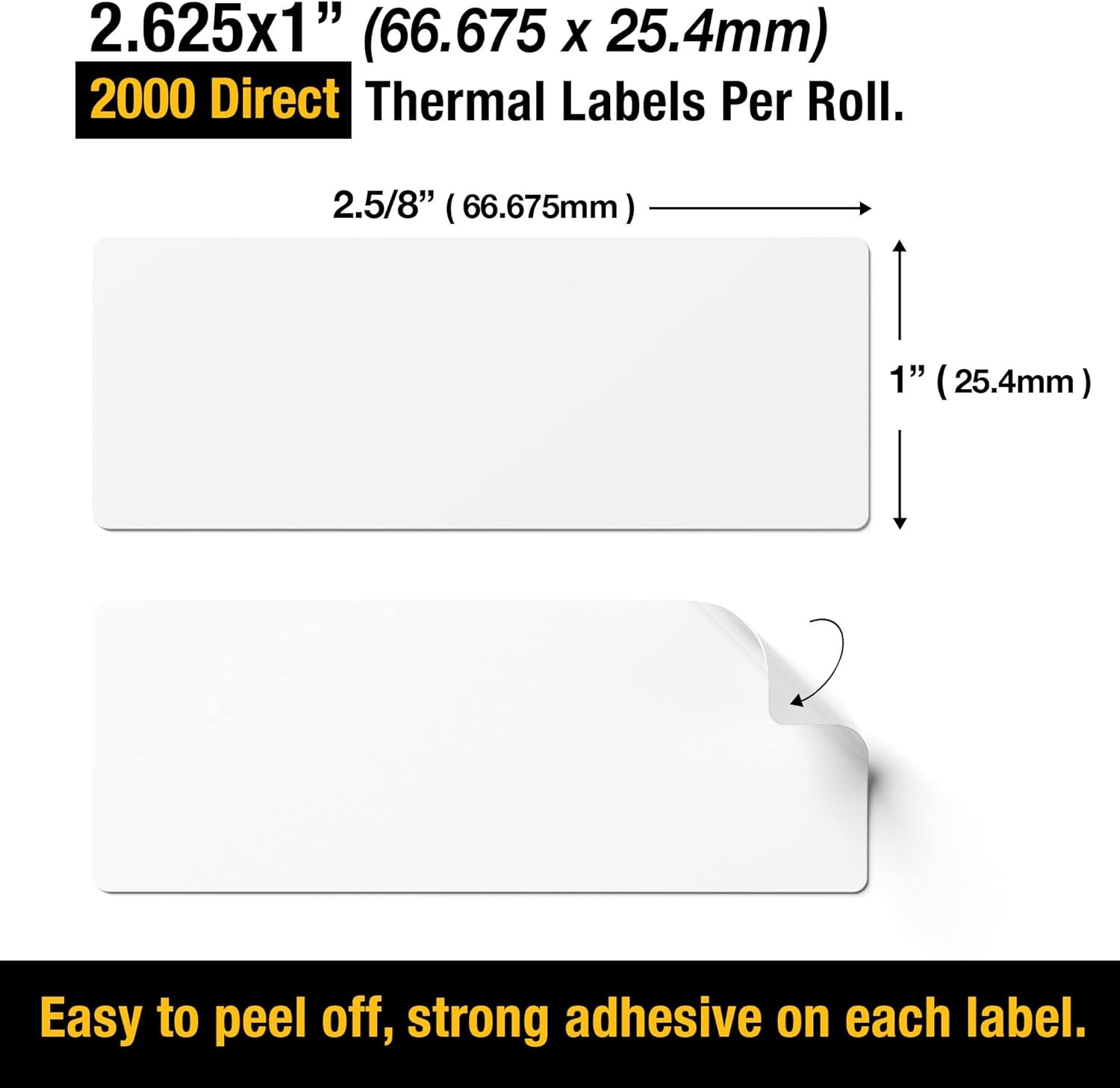 1″x2 5/8″ Direct Thermal Labels 2000/Roll Barcodes Shipping Stickers FBA FNSKU